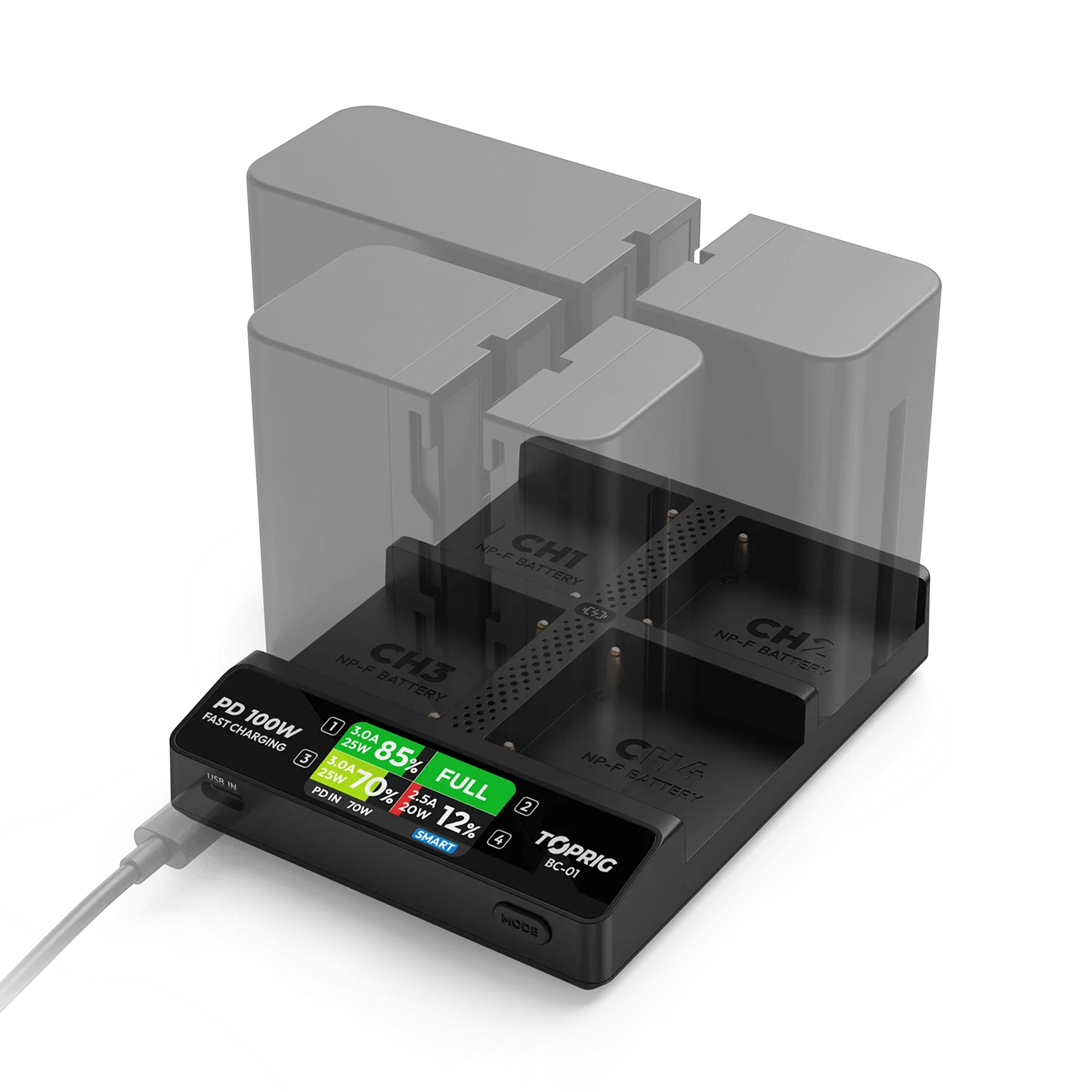 Accsoon Toprig 100W 4 Bay NP-F Fast Battery Charger for Sony Cameras - Professional Rapid Charging Solution for Photography & Videography