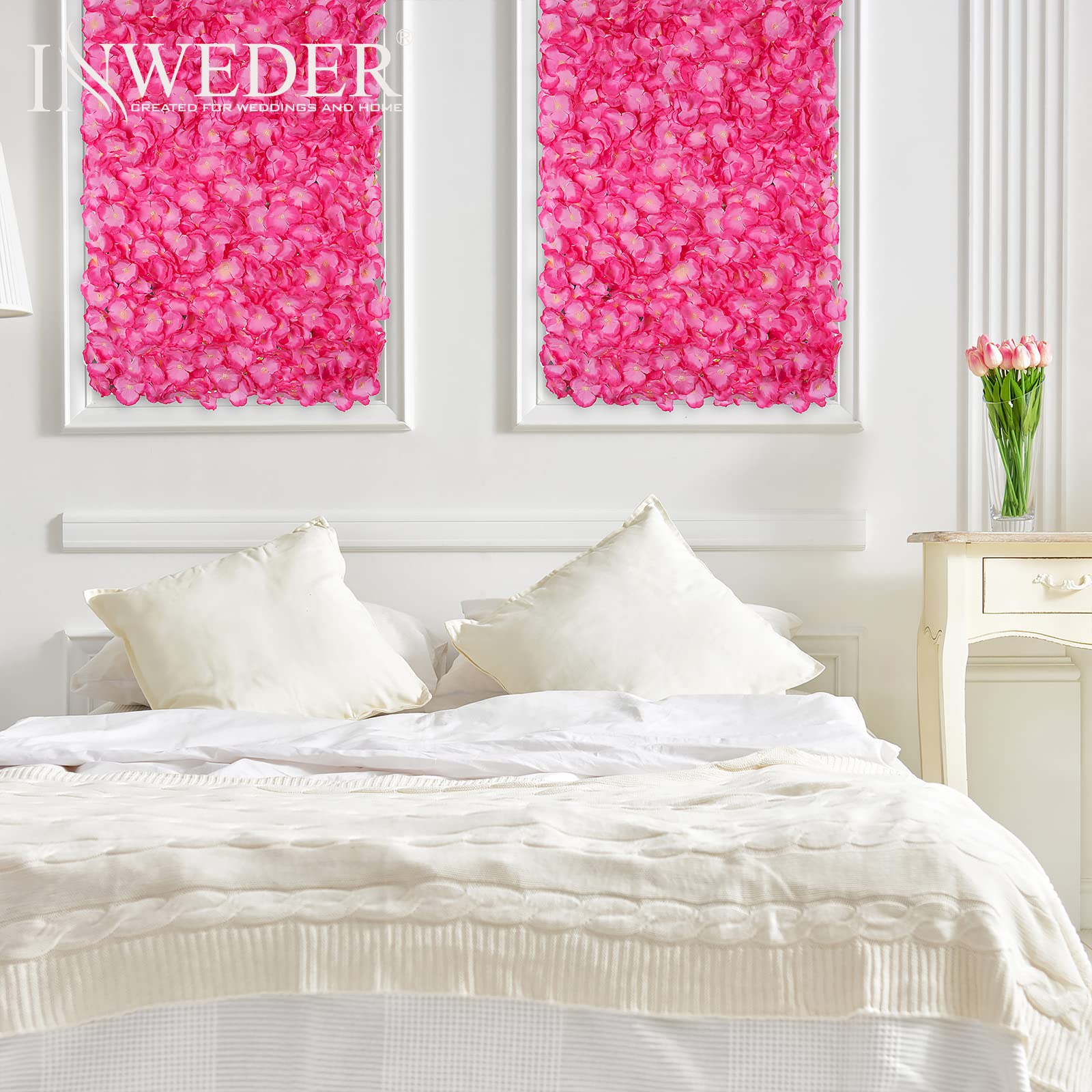 6-Pack Pink 3D Artificial Hydrangea Flower Wall Panels - Fake Floral Decor for Wedding Backdrop, Party Decoration, Home & Office Wall Decor - Perfect for Bridal Showers, Baby Showers, and Event Photo Booths