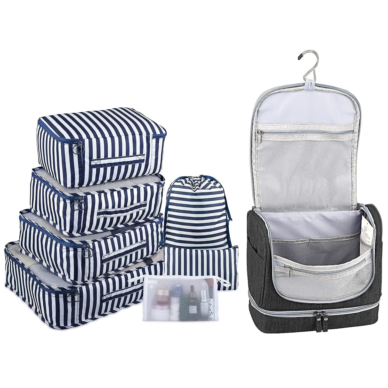 7-Piece Packing Cubes Set for Travel - Luggage Organizers with Wet/Dry Compartments & Toiletry Bag - Perfect for Suitcase, Carry-On, and Business Trips