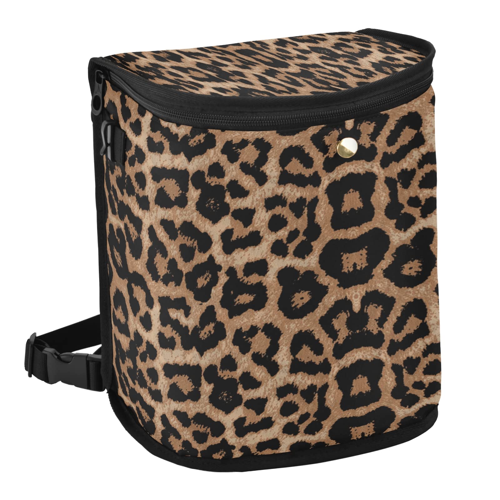Senya Leopard Print Car Trash Can - Leak-Proof Hanging Car Garbage Bin with Lid, Interior Car Organizer Accessory for Sedan, SUV & Truck | Perfect for Road Trips, Commuting & Family Travel