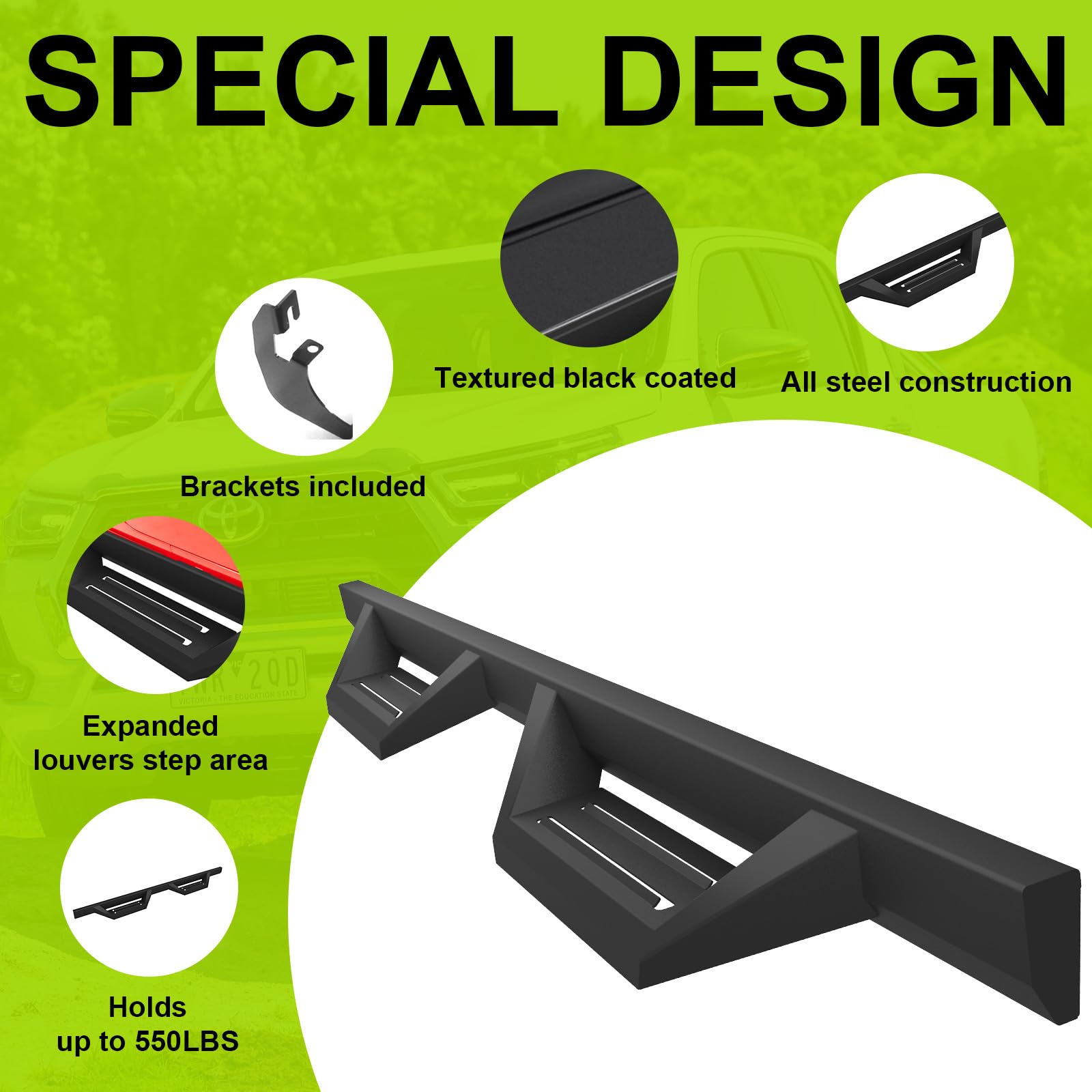 ONINE Drop Steps Custom Fit Running Boards for 2019-2025 Chevy Silverado/GMC Sierra 1500 & 2020-2025 Chevy Silverado/GMC Sierra 2500HD 3500HD Crew Cab - Textured Black Side Steps Nerf Bars Rock Sliders - Perfect for Off-Roading & Truck Access