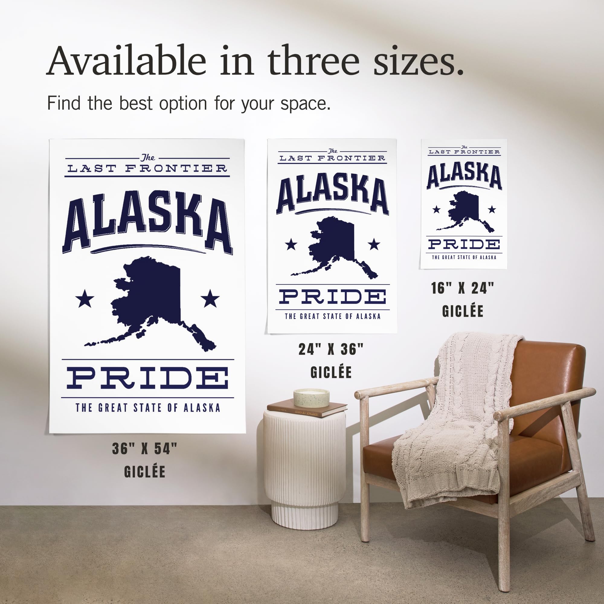 Lantern Press 16x24 Inch Giclee Art Print - Alaska State Pride Wall Decor in Blue & White | Perfect for Home, Office & Cabin Decorations