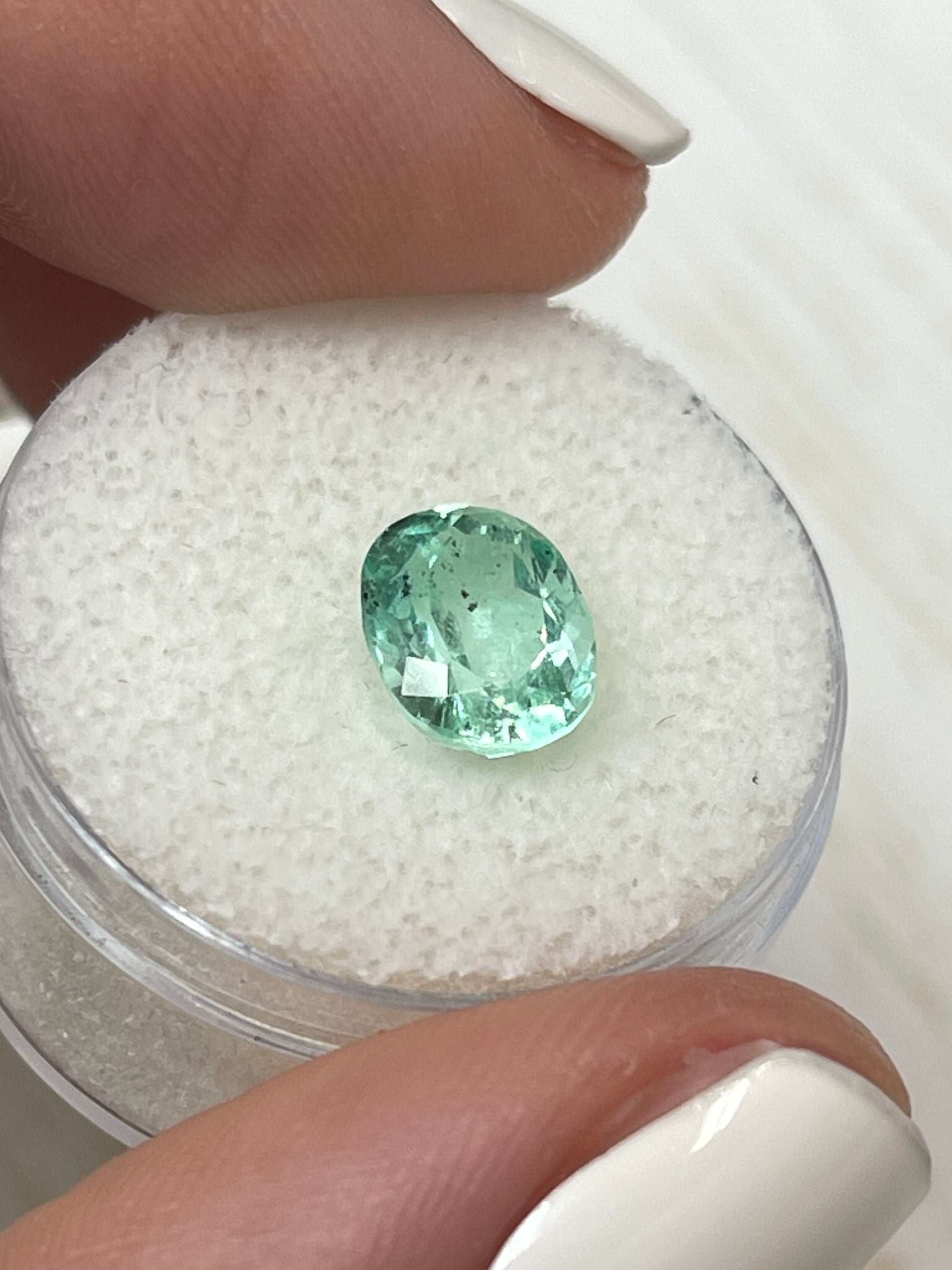 2.10 Carat 9x7mm Natural Colombian Emerald Loose Gemstone - Oval Cut, Sea Foam Green with Freckles | Perfect for Engagement Rings, Necklaces & Custom Jewelry Designs