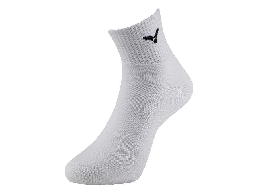 Victor Sport Socks C 5049 - White/Black Athletic Crew Socks for Running, Basketball & Workout - Moisture Wicking & Cushioned Performance Socks