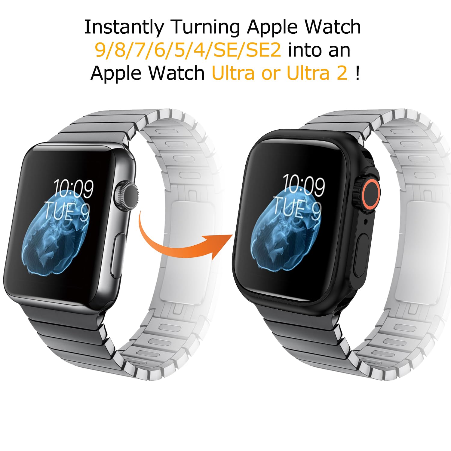 2-Pack Protective Case with 44mm Tempered Glass Screen Protector for Apple Watch Series 6/5/4/SE (44mm) - Ultra-Style Design, 360° Scratch-Resistant Cover + Back Frame + Crown - Black | Perfect for Gym, Outdoor Sports & Daily Wear