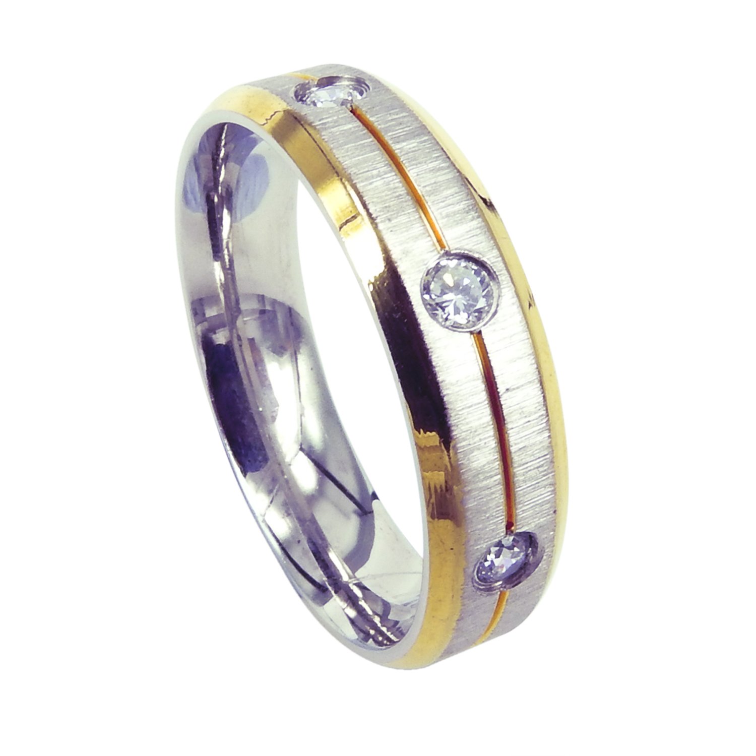 Titanium Wedding Band for Men & Women - Cubic Zirconia Ring (3.5-16.5) | Engagement & Anniversary Gift