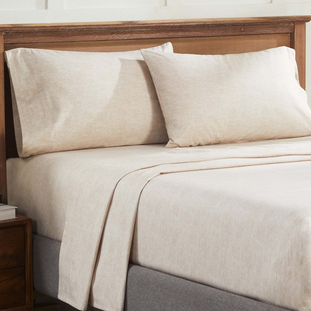 Premium Melange Flannel Cotton Two-Toned Brushed Deep Pocket Sheet Set - Ultra Soft & Cozy for Winter Nights, Perfect for Bedroom Comfort & Warmth