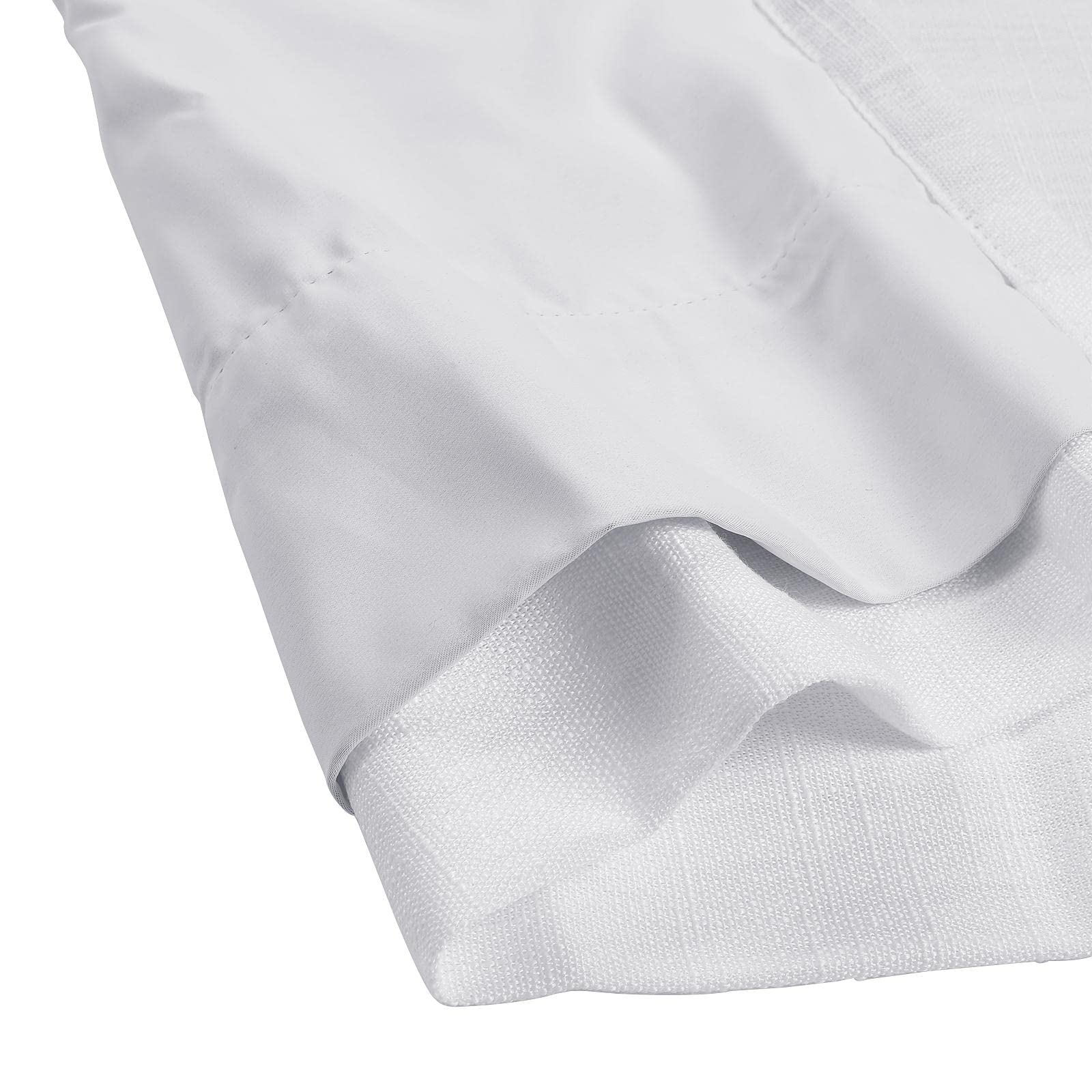 TWOPAGES White Faux Linen Blackout Curtains 96 Inches Long - Thermal Insulated Grommet Window Drapes for Living Room, Bedroom & Sliding Glass Doors (1 Panel) - Perfect for Light Control, Privacy & Home Decor