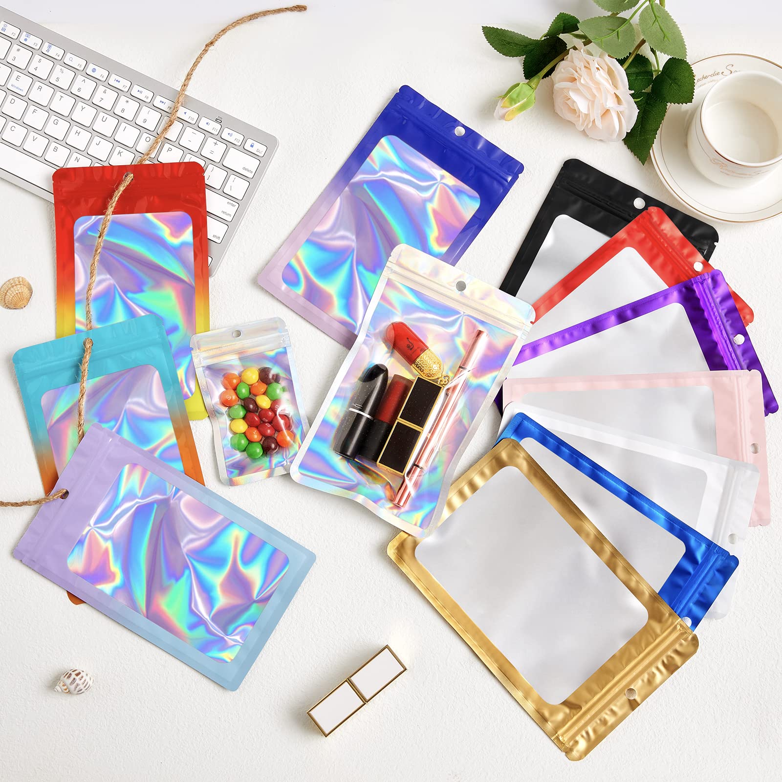 100-Pack Black Holographic Mylar Bags 2.36