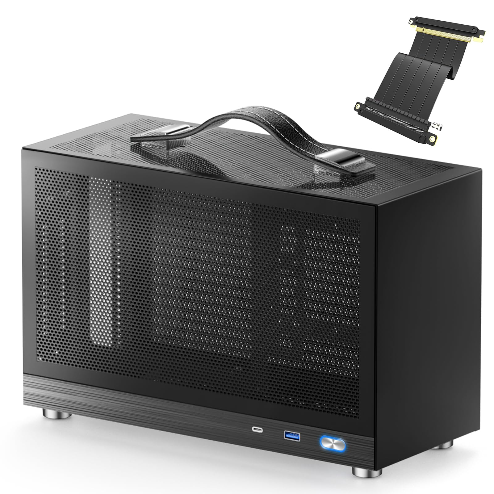 S300 Black Mini-ITX PC Gaming Case with USB 3.0 Type-C Port | SFX Power Supply Support (100-130mm) | Compact Aluminum Chassis | Cable Management System | Perfect for Small Form Factor Builds & Portable Gaming Rigs | Ideal for Home Office, LAN Parties & Space-Saving Desktop Setups