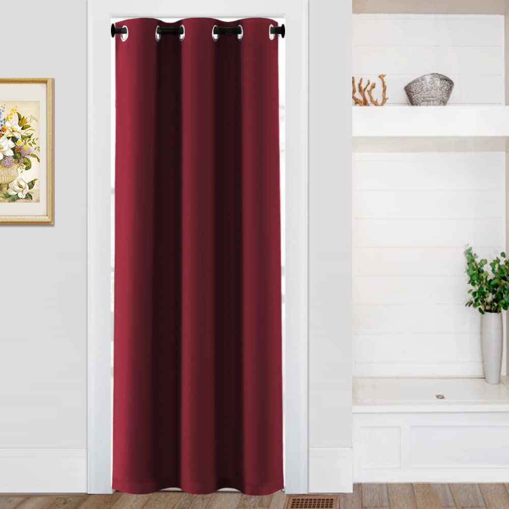 Blackout Door Curtains 80 Inch - Thermal Insulated Grommet Doorway Drapes for Privacy & Light Blocking - Burgundy Closet & Bathroom Curtain Panel (42x80 Inches) - Perfect for Bedrooms, Front Doors & Room Dividers