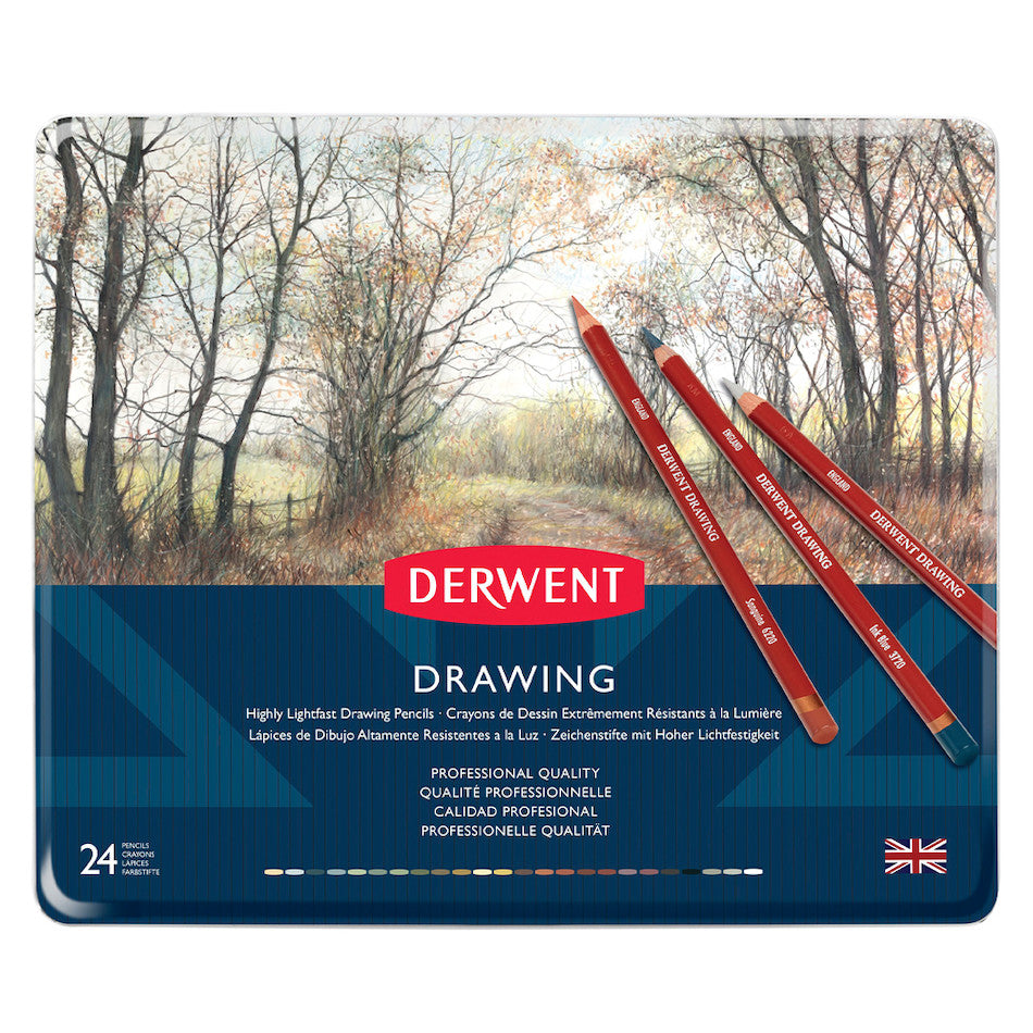 Derwent Drawing Pencils Set of 24 - Professional Sketching & Art Pencils for Artists, Illustrators & Designers - Perfect for Sketching, Shading & Detailed Artwork