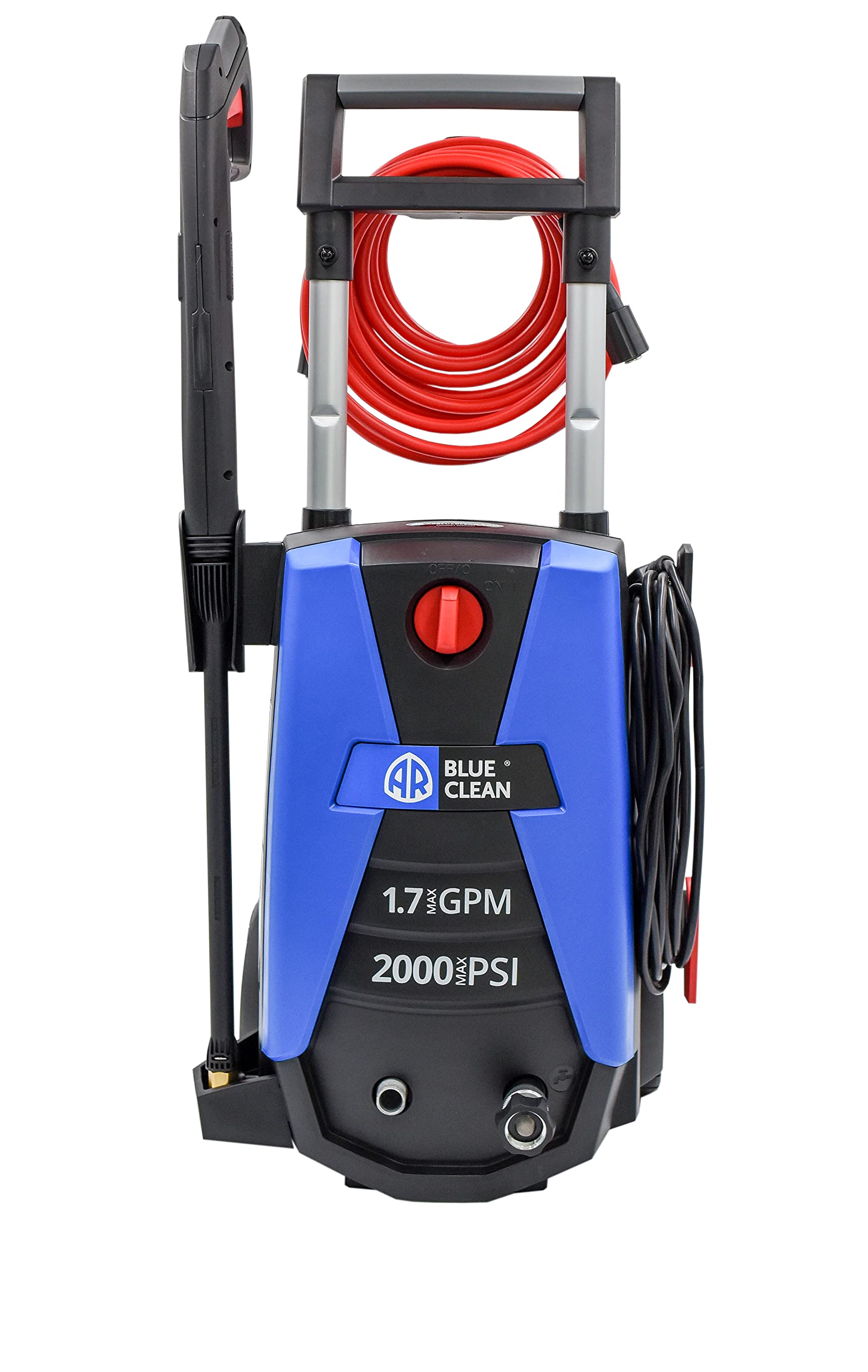 AR Blue Clean BC383HS Electric Pressure Washer - 2000 PSI, 1.7 GPM, 13 Amps with Bayonet Connect Accessories | Portable High Pressure Cleaner for Cars, Patios, Driveways & Home Exteriors | Includes Telescopic Handle & On-Board Storage