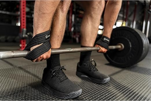 Harbinger Figure 8 Padded Weight Lifting Straps for Gym & Strength Training - Black - Perfect for Deadlifts, Rows & Heavy Lifting