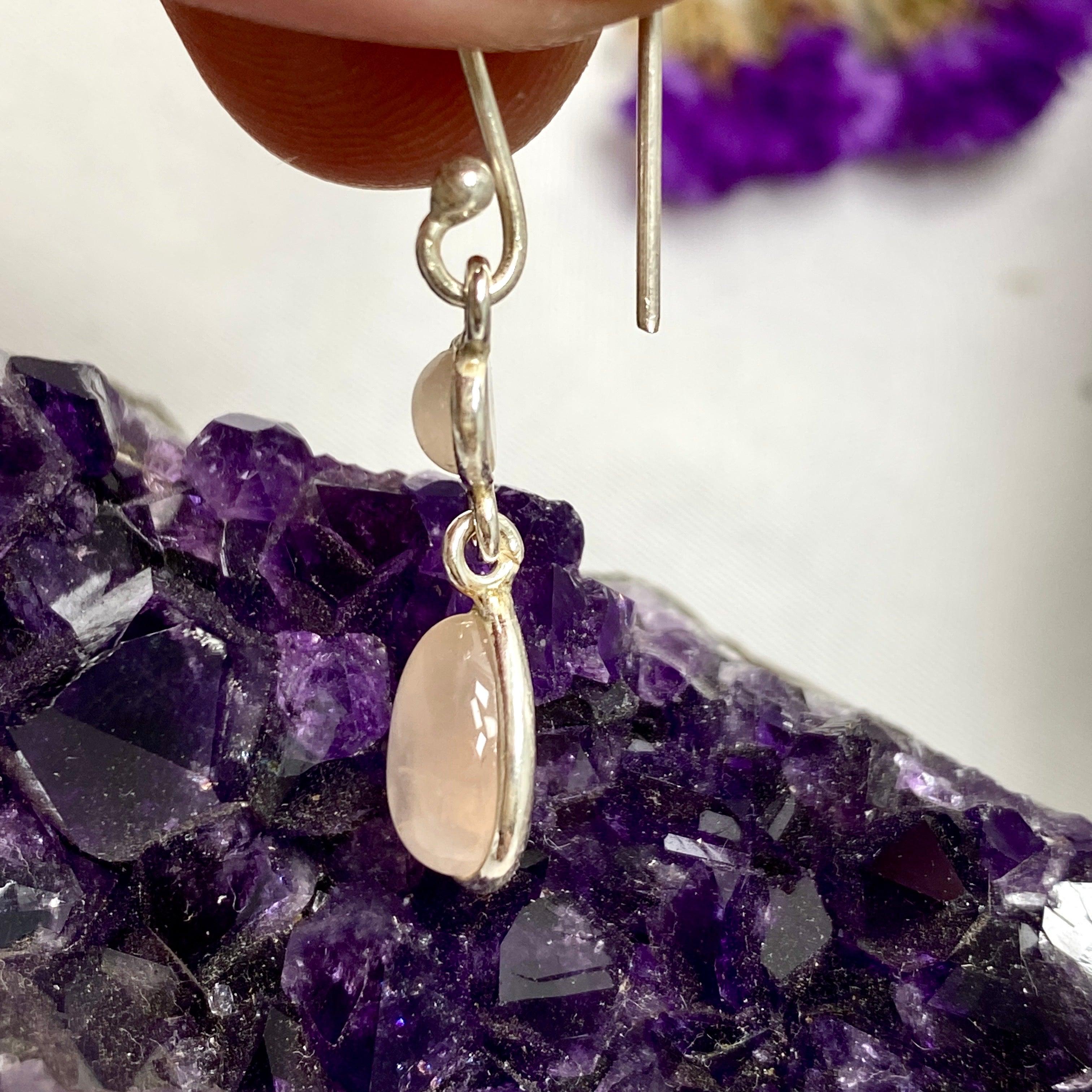 Rose Quartz Teardrop Earrings with Multi-Stone Design - Elegant Dangle Earrings for Women, Perfect for Weddings, Parties & Everyday Wear - KEGJ1205