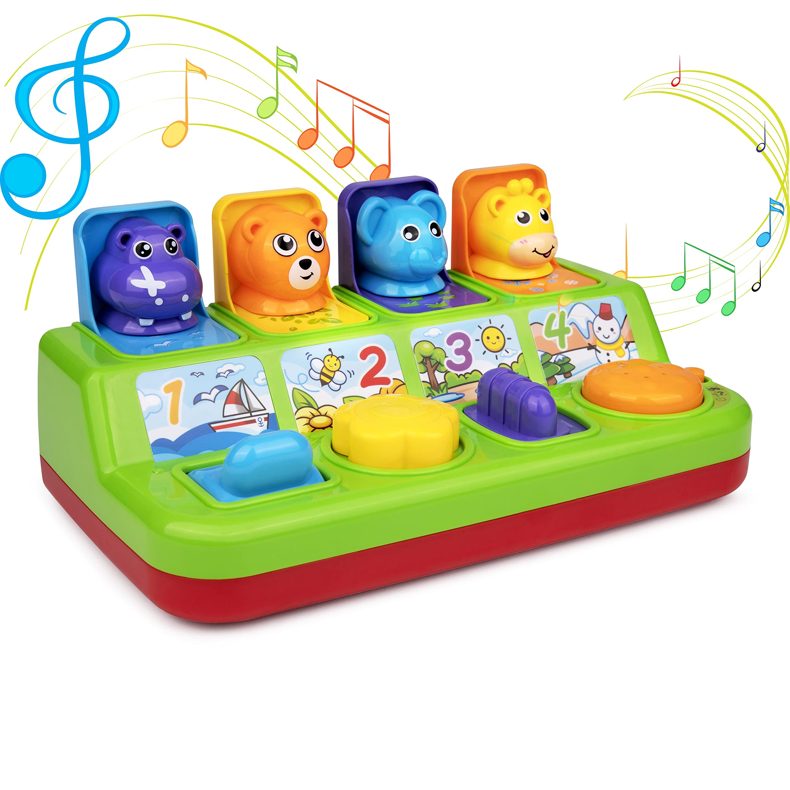Playkidz Baby Pop Up Toy with Music & Animal Sounds - Interactive Cause & Effect Learning Toy for Toddlers 10-12 Months - Perfect for Boys & Girls Developmental Play at Home or Daycare
