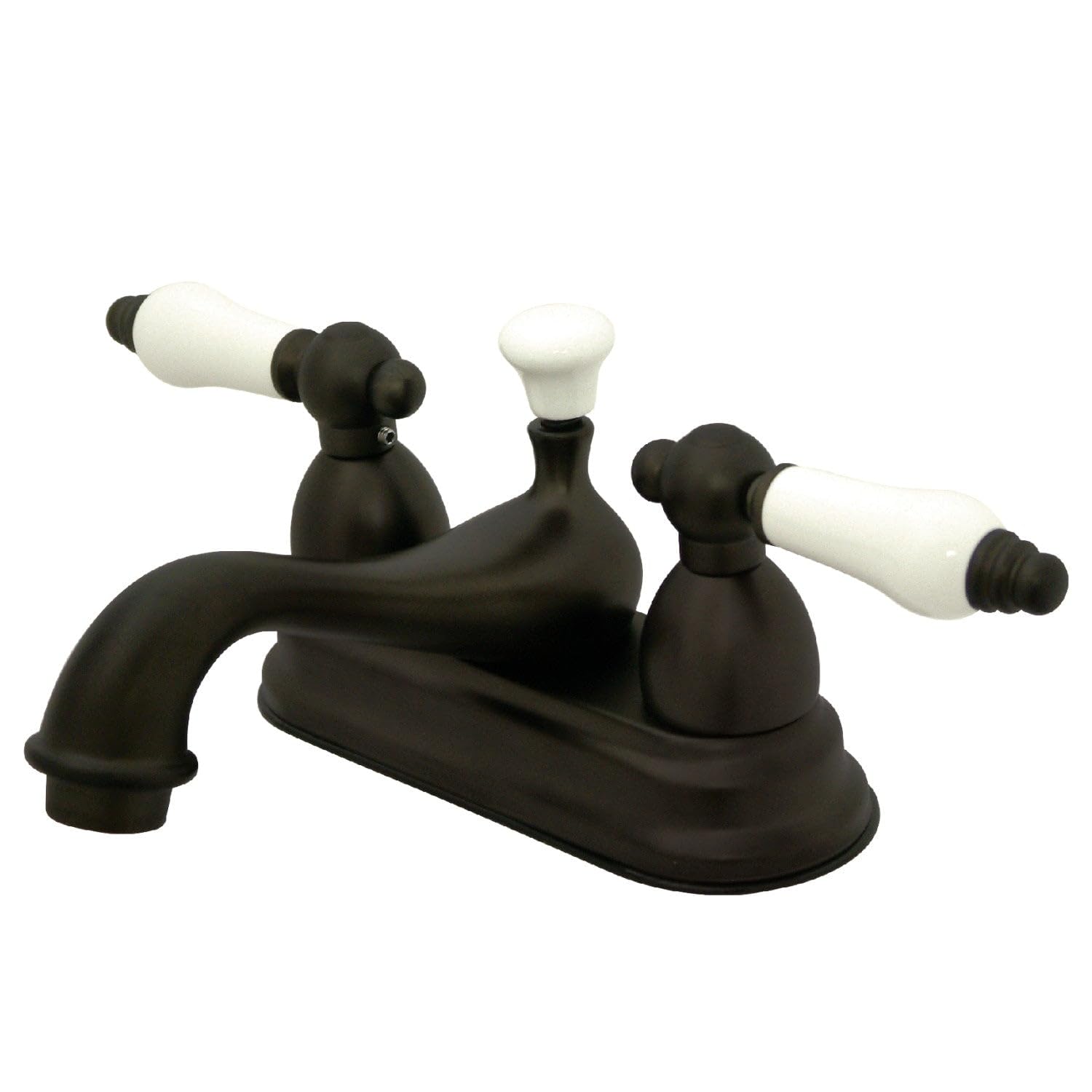 Kingston Brass KS3605PL 4-Inch Centerset Bathroom Faucet with Porcelain Lever Handle - Oil Rubbed Bronze Finish for Vanity Sink, Perfect for Bathroom Remodel & Home Upgrade