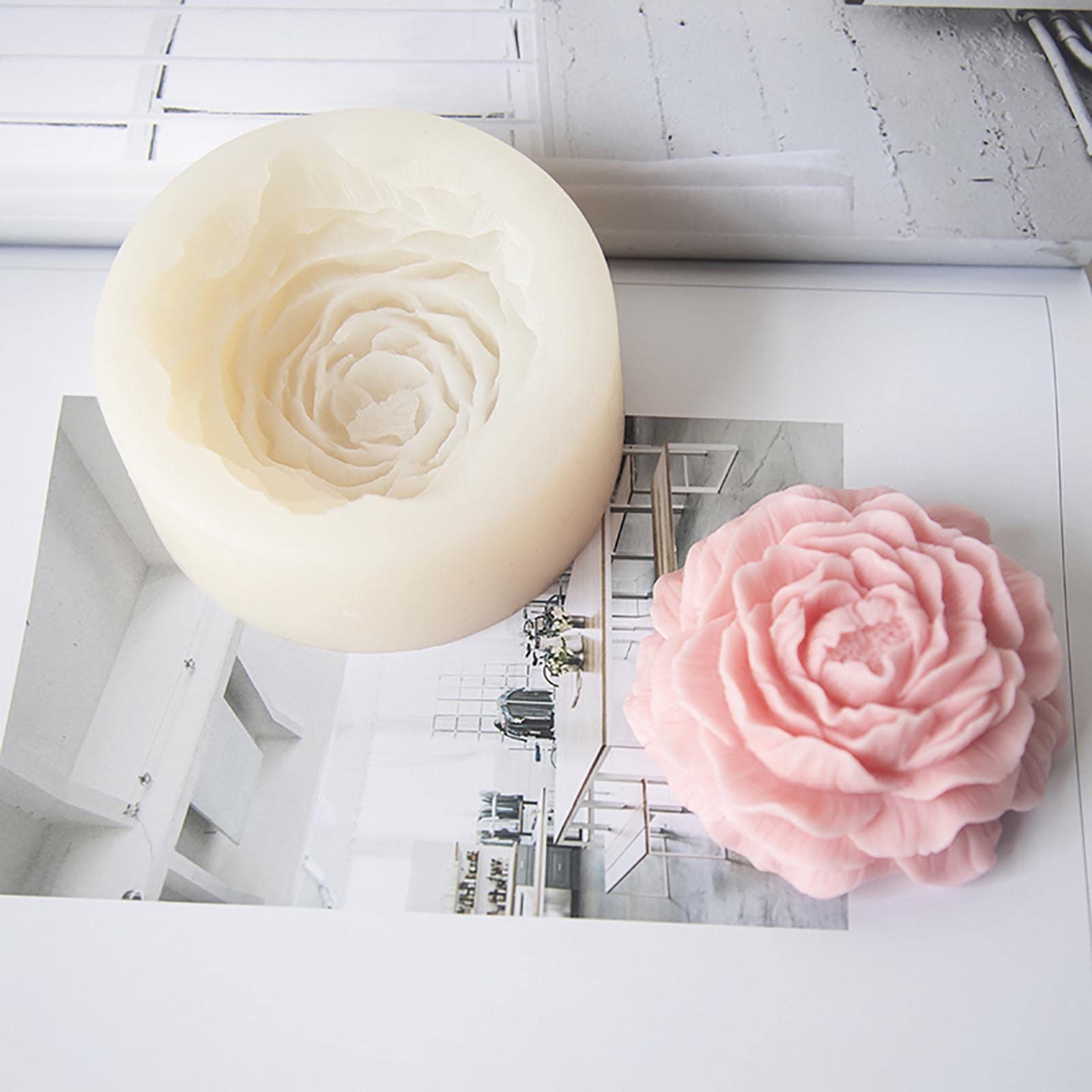 Peony Flower Silicone Soap Molds - 6 Cavity DIY Soap Making Kit for Handmade Soaps, Candles & Resin Crafts - Reusable Non-Stick Baking Mold for Home Decor & Gift Making