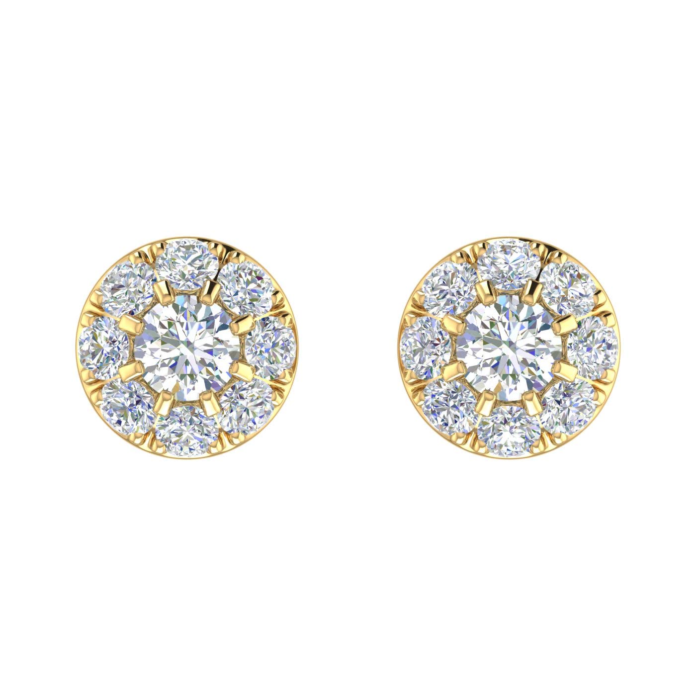 1/2 Carat to 1 Carat Diamond Halo Stud Earrings in 10K Gold or 950 Platinum - Elegant Jewelry for Women, Perfect for Weddings, Anniversaries & Special Occasions