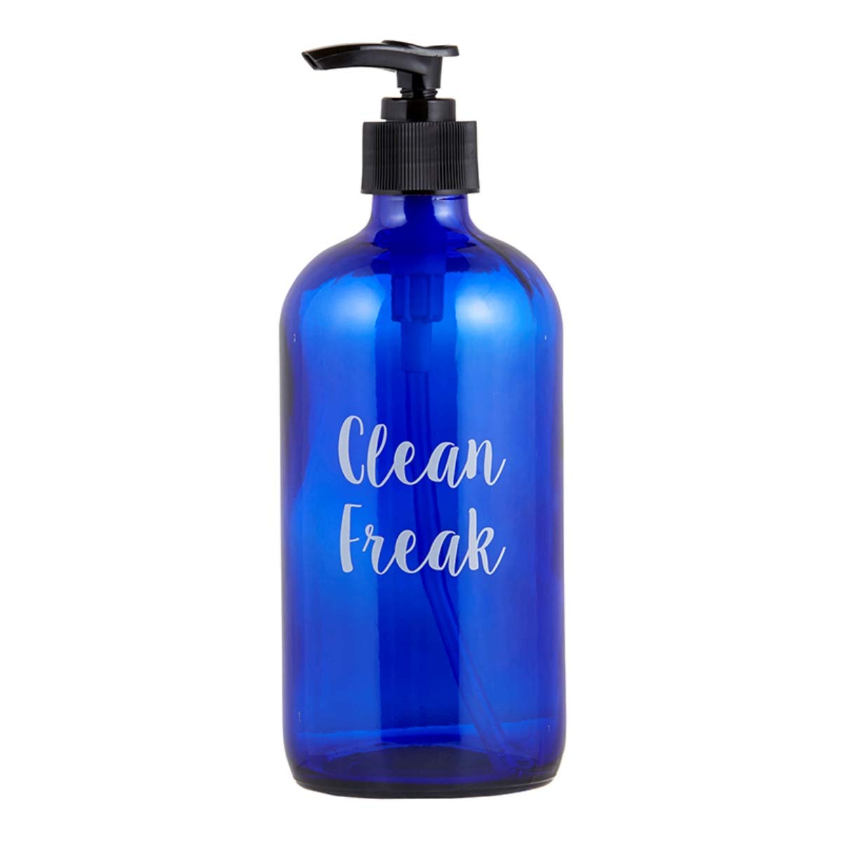 2-Pack Soap Dispenser Bottles - Clean Freak Collection - Cobalt Blue Glass for Bathroom, Kitchen & Laundry Room Organization