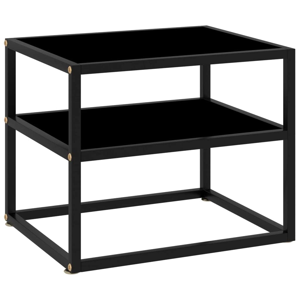 Modern Black Console Table with Tempered Glass Top - Chic Sofa Table for Living Room, Entryway, Bedroom or Study - 19.7