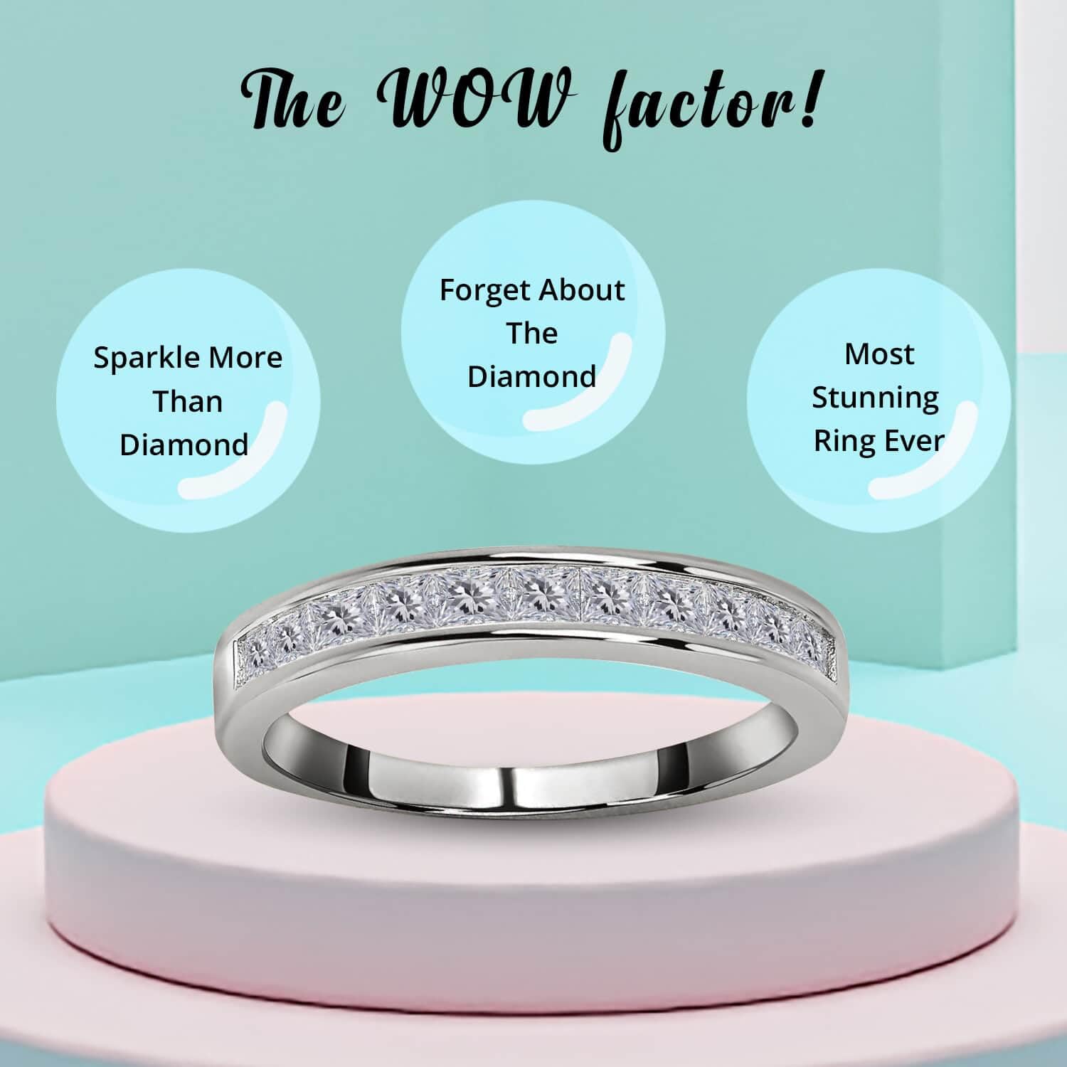 Moissanite Half Eternity Band Ring for Women - 925 Sterling Silver Promise & Engagement Ring - Perfect for Anniversary, Wedding, Birthday Gifts - Elegant Jewelry for Special Occasions