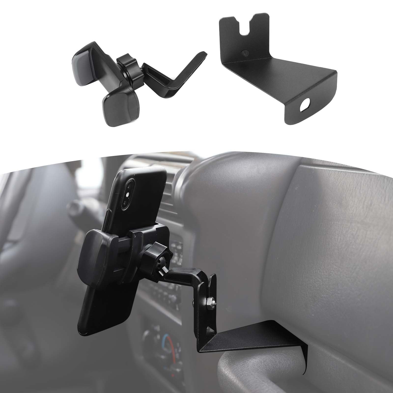 Jeep TJ Walkie Talkie Mount Bracket - RT-TCZ Phone Radio Holder Accessories Compatible with Jeep Wrangler TJ 1997-2006 - Perfect for Off-Roading, Camping & Emergency Communication
