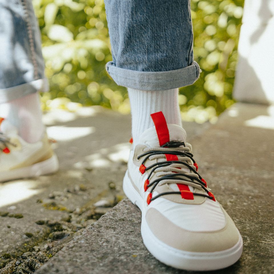 Barefoot Sneakers Barebarics Revive Beige & White - Minimalist Comfort Shoes for Running, Walking & Gym Workouts