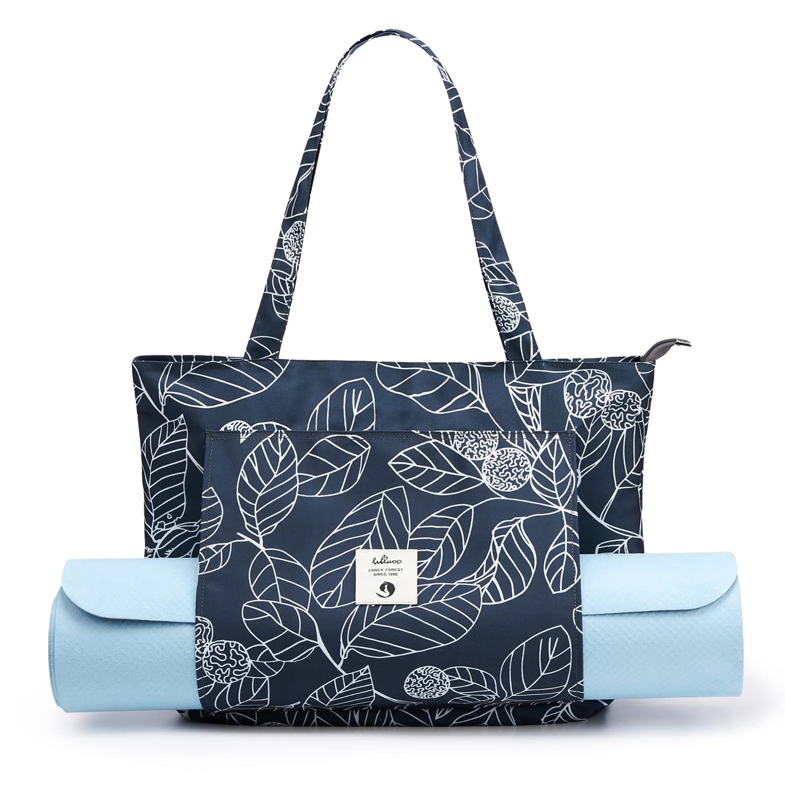 WLLWOO Yoga Mat Bag for Women - Durable Canvas Tote with Shoulder Strap for Yoga, Pilates, Gym, Travel & Workout - Perfect for Yoga Classes, Beach Trips, Office Commute & Fitness Activities