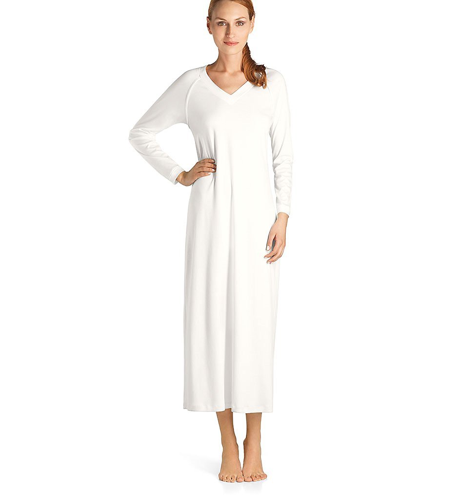 HANRO Women's Pure Essence Long Sleeve Nightgown - Soft Cotton Sleepwear for Comfortable Nights & Relaxing at Home