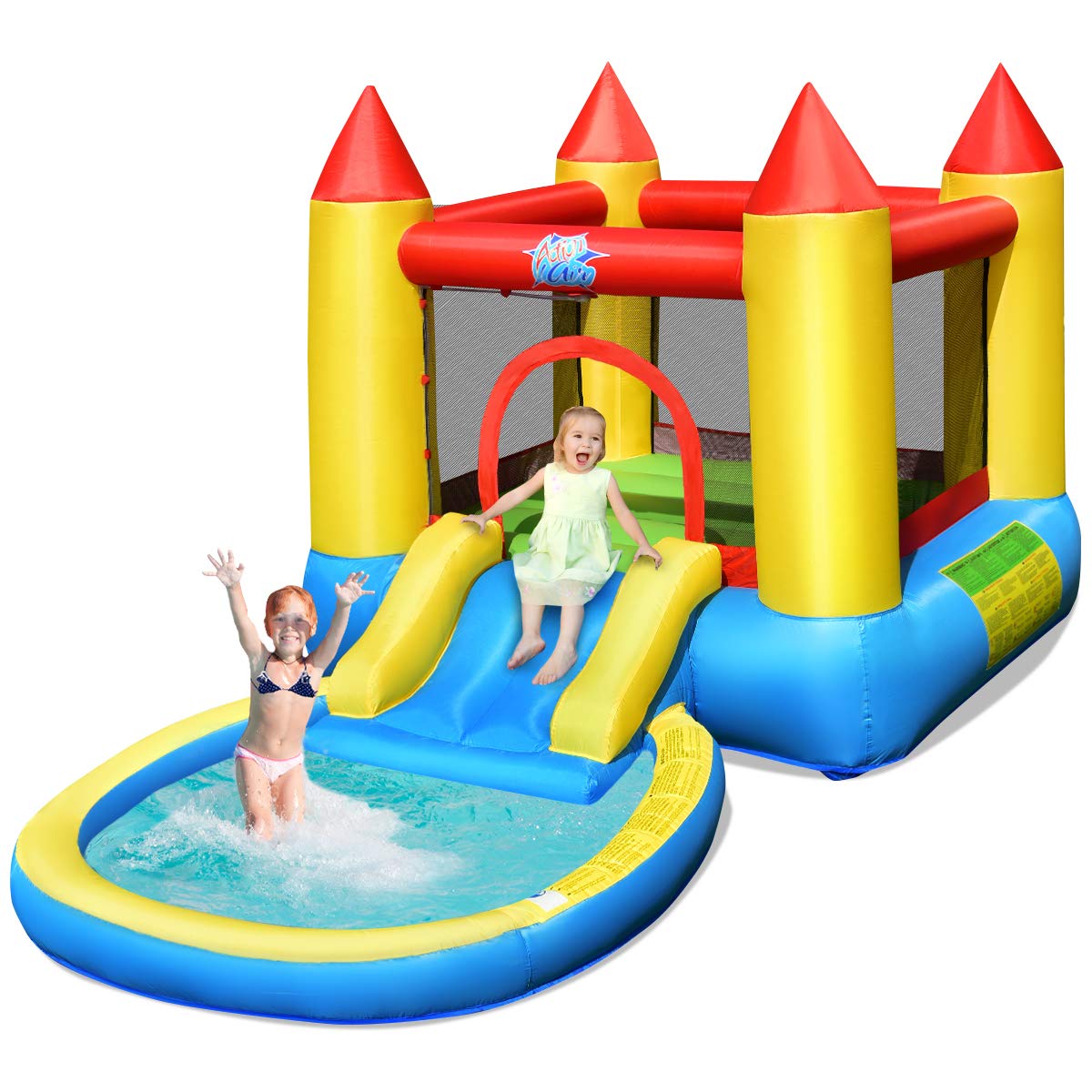 **HONEY JOY Inflatable Water Slide for Kids & Adults - Toddler Bounce House with Ocean Ball Pit & Slide - Indoor/Outdoor Blow Up Water Park Castle - Perfect for Backyard, Birthday Parties & Summer Fun (Blower Not Included)**