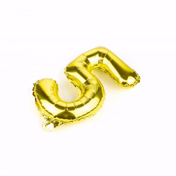Balloonify Gold Mylar Number 5 Balloon - 16 Inch - 1 Count Box - Perfect for Birthdays, Anniversaries & Parties