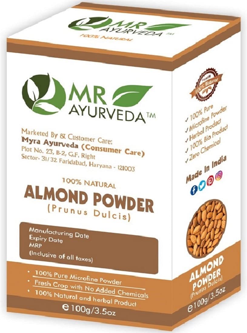 MR Ayurveda 100% Organic Pure Almond Powder (Badam Powder) - 100g | Natural Skin & Hair Care | For Face Masks, Hair Treatments & DIY Beauty Recipes