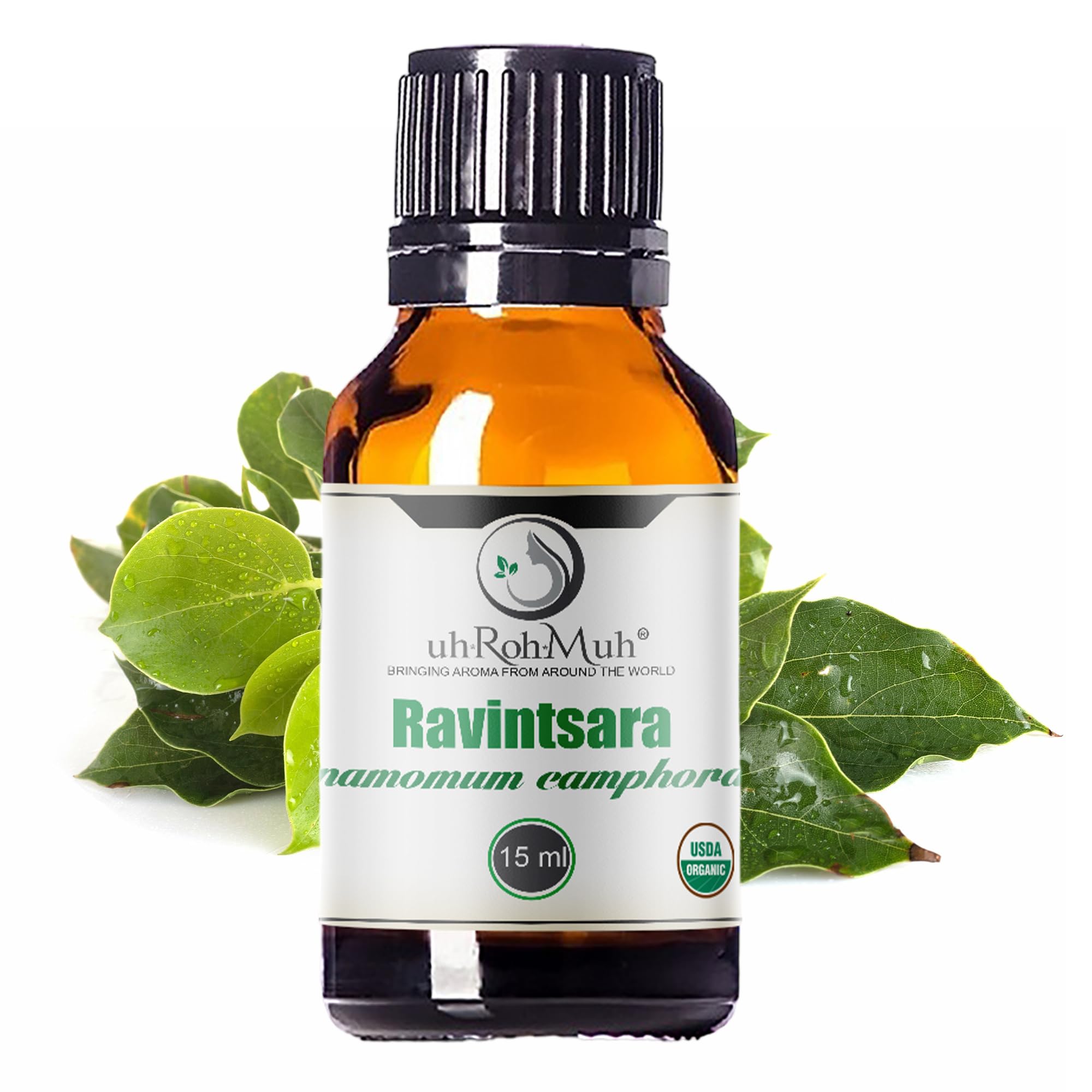 100% Pure Organic Ravintsara Essential Oil for Diffusers & Aromatherapy - USDA Certified, 15ml - Madagascar Sourced Cinnamomum Camphor Oil for Relaxation, Stress Relief & Home Spa Use