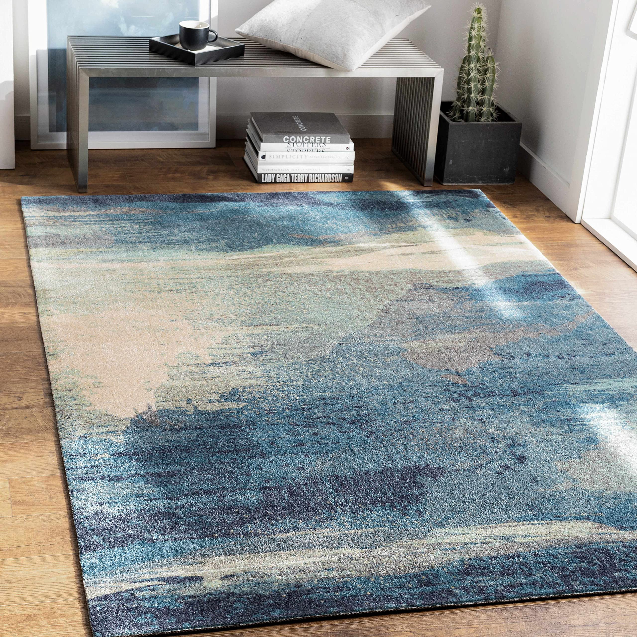 Modern Blue & Gray Hauteloom Alvaton Area Rug 6'7