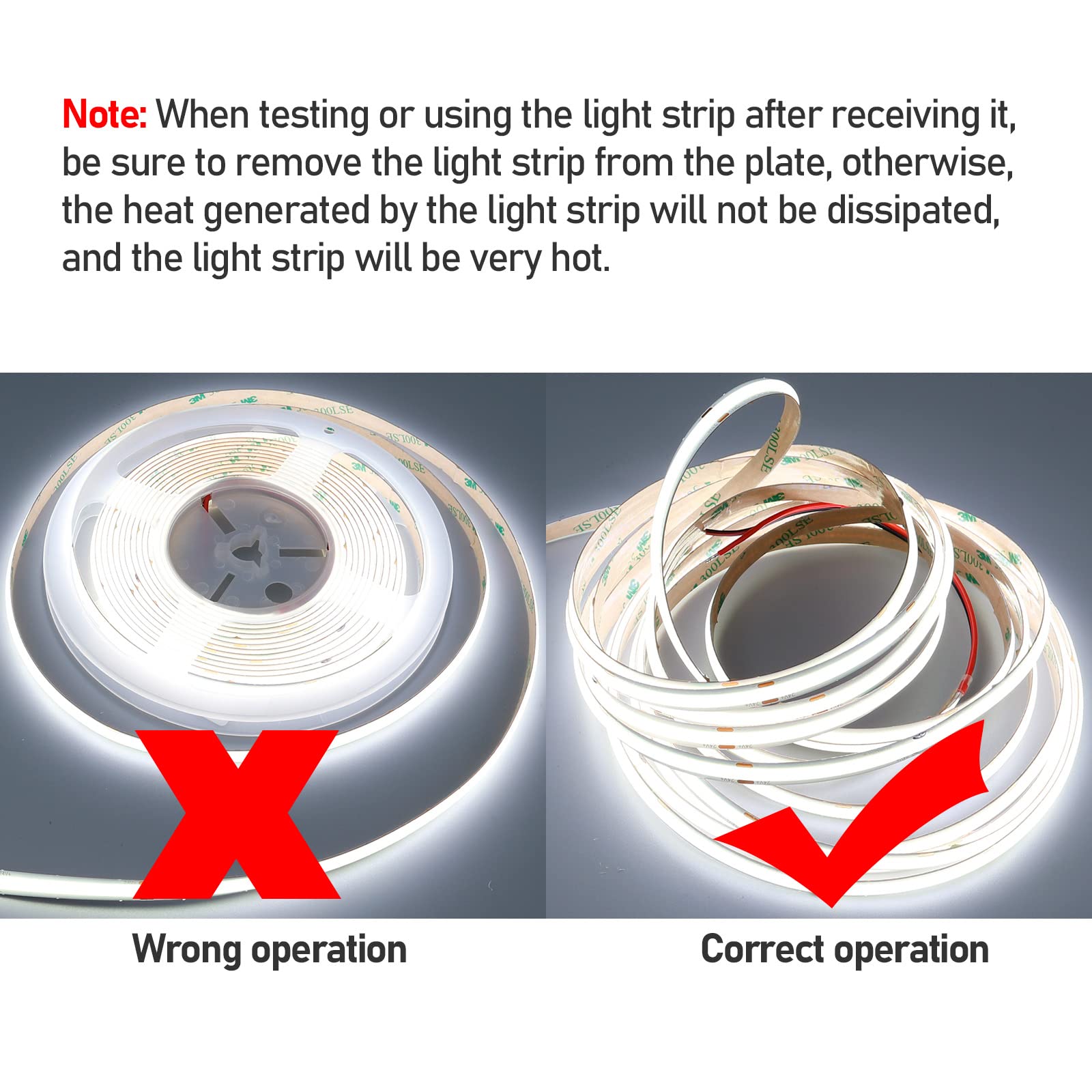 24V COB LED Strip Light 6000K Cool White - 2400 LEDs, 16.4ft (5M), CRI 93+, 4500lm, Dotless Uniform Glow, Flexible IP20 Non-Waterproof LED Tape - Perfect for DIY Home, Bedroom, Kitchen, Cabinet, and Under-Cabinet Lighting (Power Supply Not Included)