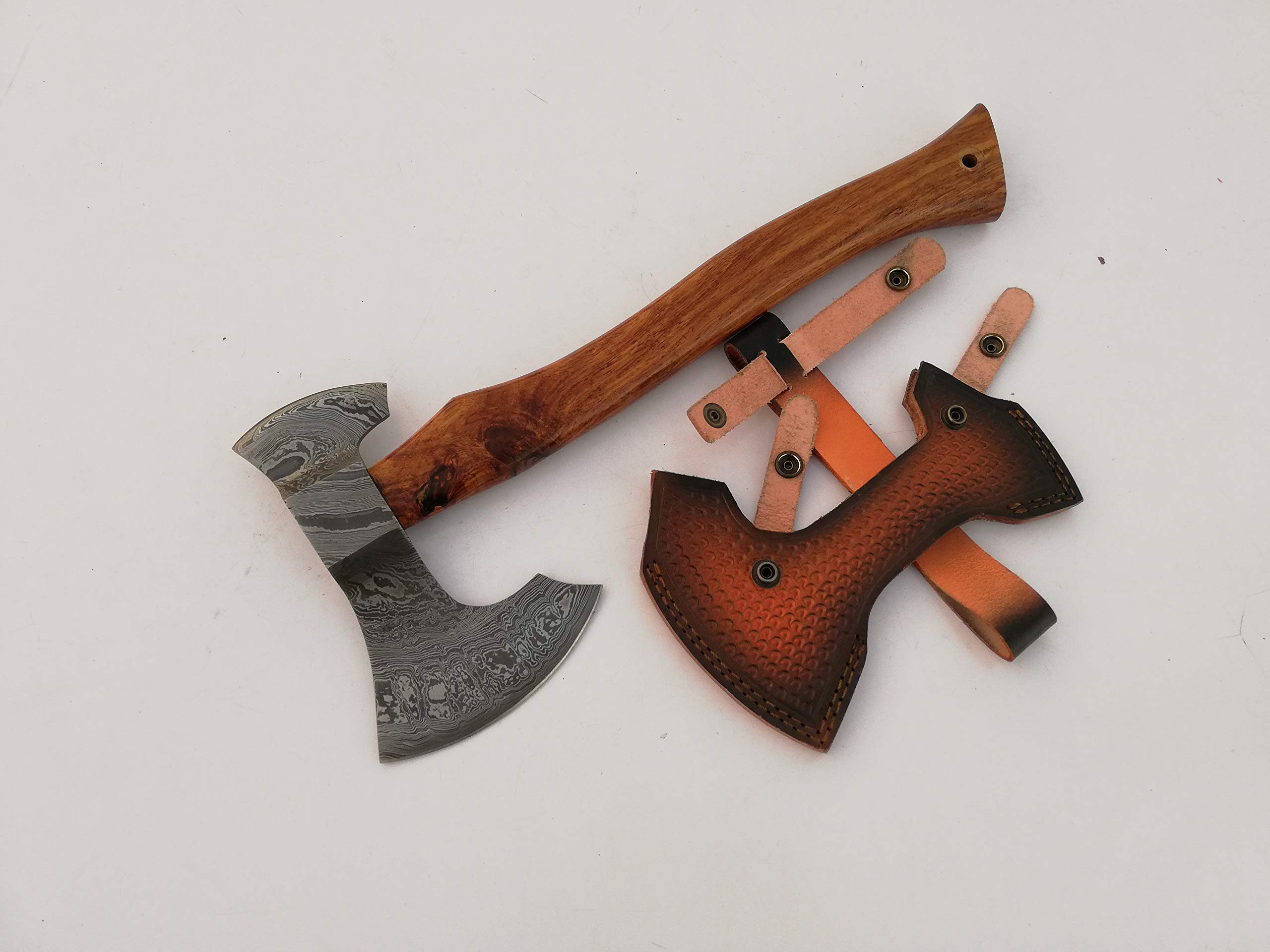 Premium Damascus Steel Axe with Rosewood Handle - Handcrafted Outdoor Camping & Survival Tool for Bushcraft, Wood Splitting & Wilderness Adventures