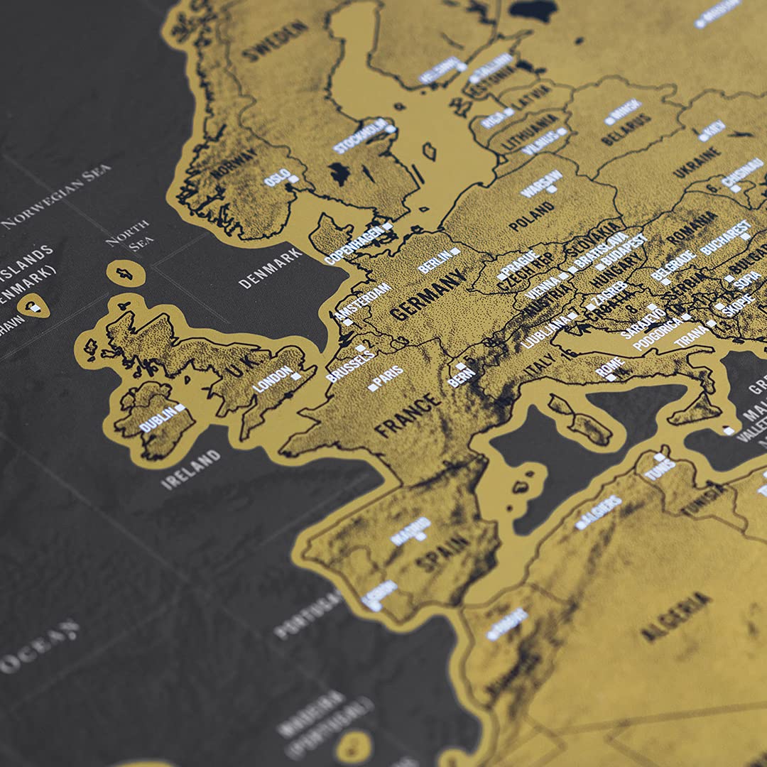 Luckies Scratch Off World Map - XL Travel Deluxe Scratch Map Poster for Adventure Tracking & Travel Planning - Perfect for Home Decor, Gifts & Bucket List Journeys