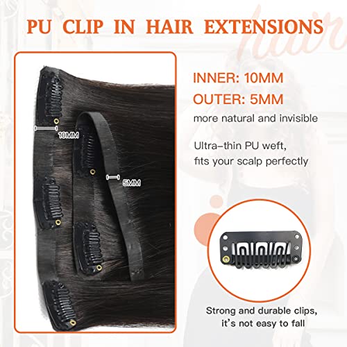 Premium 100% Human Hair Clip-In Extensions - Silky Straight Hair Extensions for Length & Volume | Perfect for Parties, Weddings & Everyday Styling