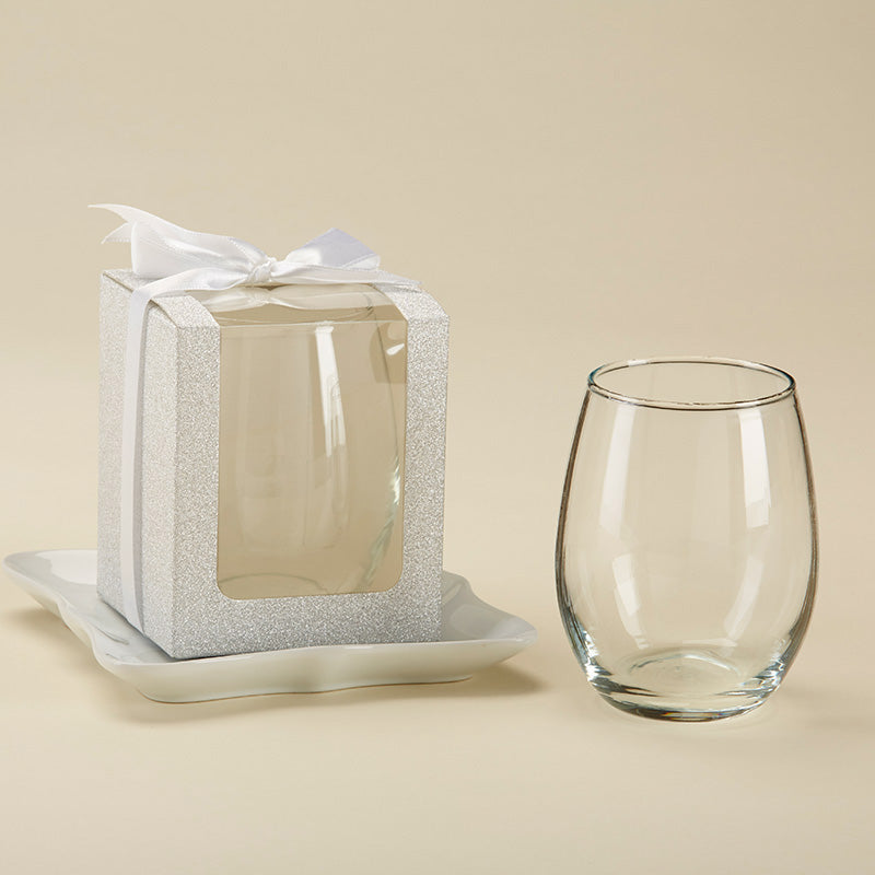 Personalized 9 oz. Stemless Wine Glasses - Custom Engraved Couple Gifts for Anniversary, Wedding & Bridal Shower - Perfect for Romantic Dinners, Wine Tasting & Home Entertaining
