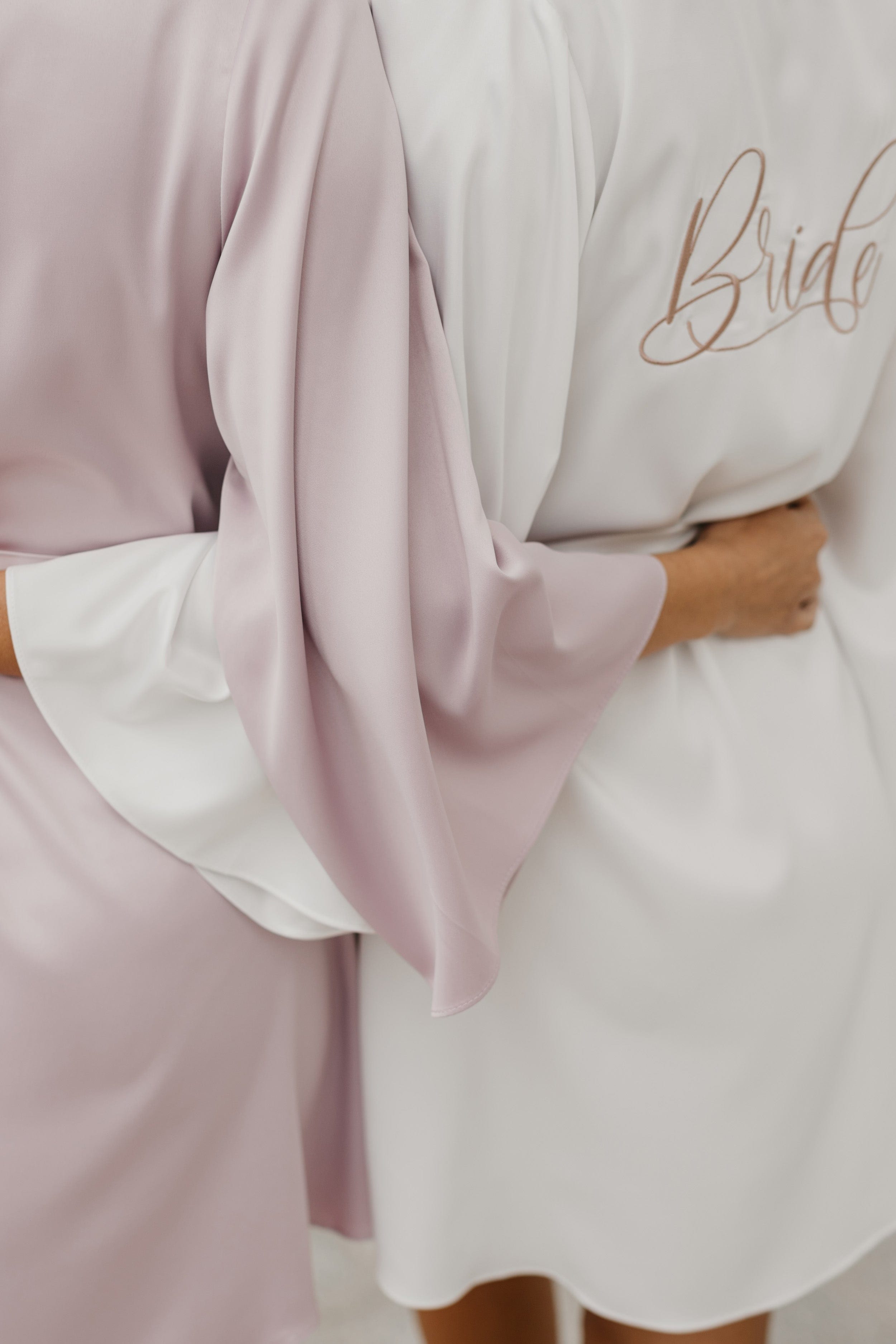 Willow Petal Hem Satin Trim Robe - Pastel Mauve Women's Loungewear for Spa, Bridal & Relaxation at Home