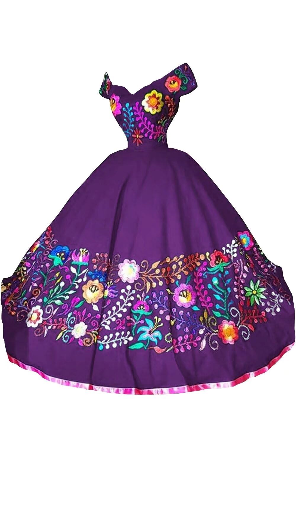 Elegant Satin Embroidered Quinceañera Dress - Mexican Style Off-the-Shoulder Prom Ball Gown for Sweet 15 & Formal Events | Perfect for Quinceañeras, Debutante Balls, and Special Occasions