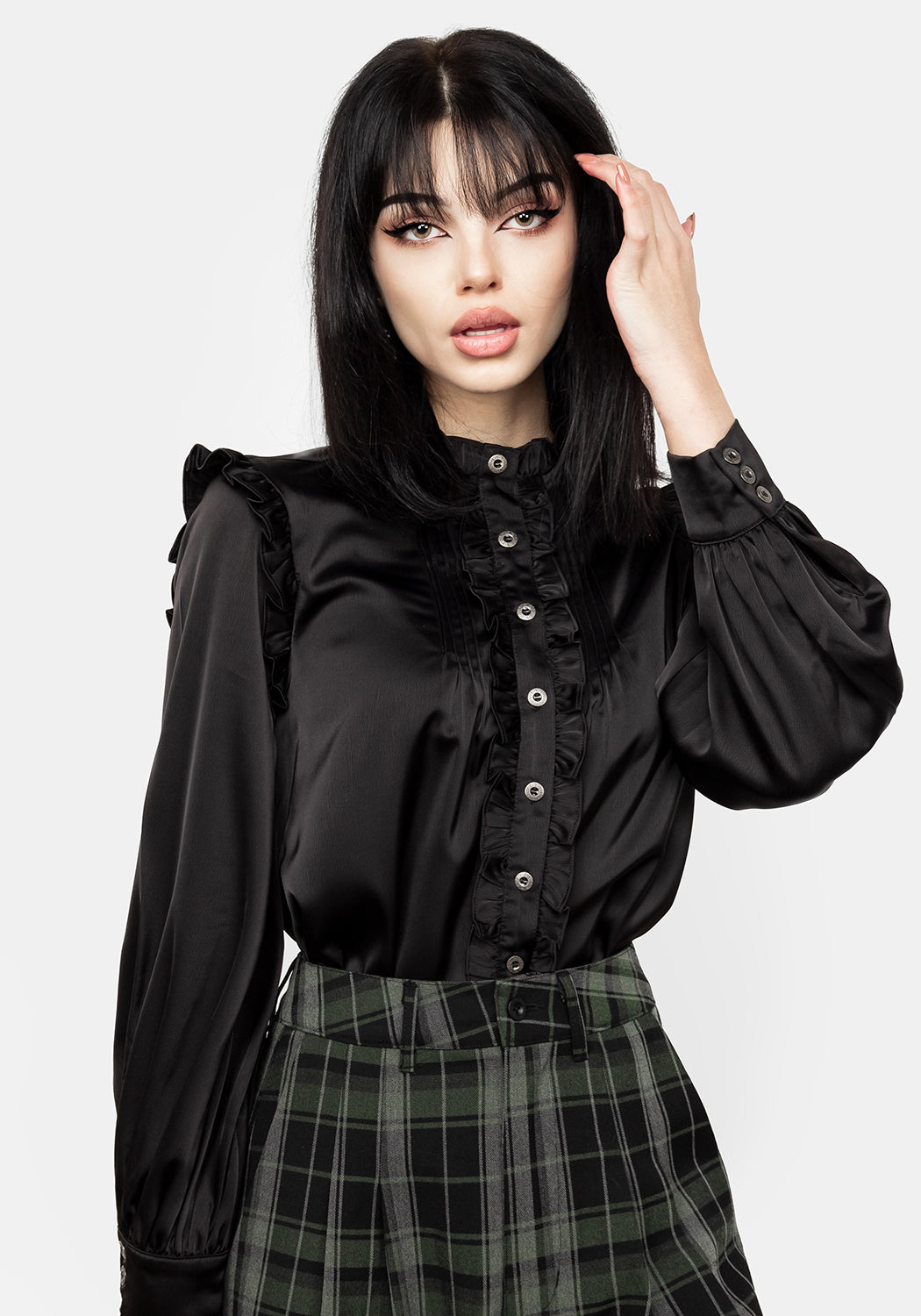 Obsession Pintuck Ruffle Blouse for Women - Elegant Ruffled Top with Pintuck Details - Perfect for Office, Date Night & Special Occasions
