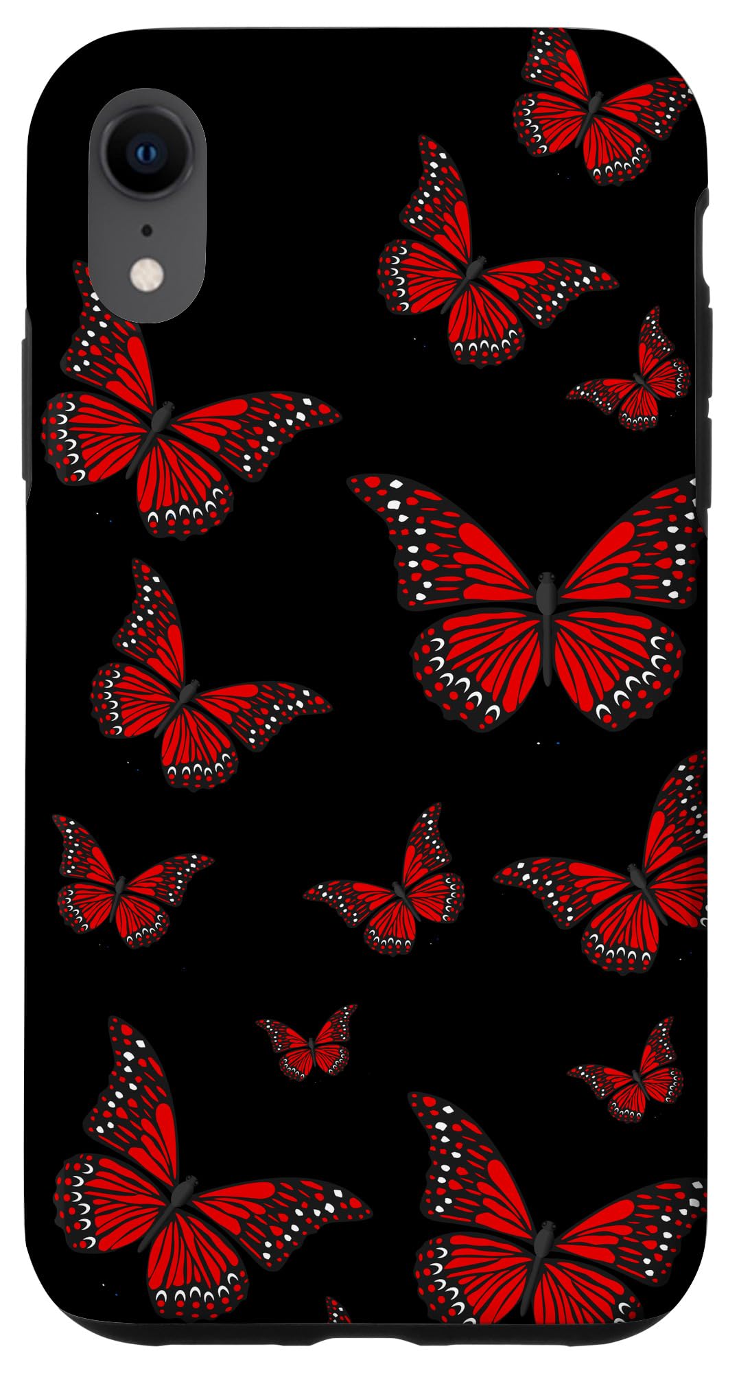 iPhone XR Case - Shockproof & Slim Protective Cover with Red Butterflies Design - Perfect for Everyday Use, Travel & Outdoor Activities