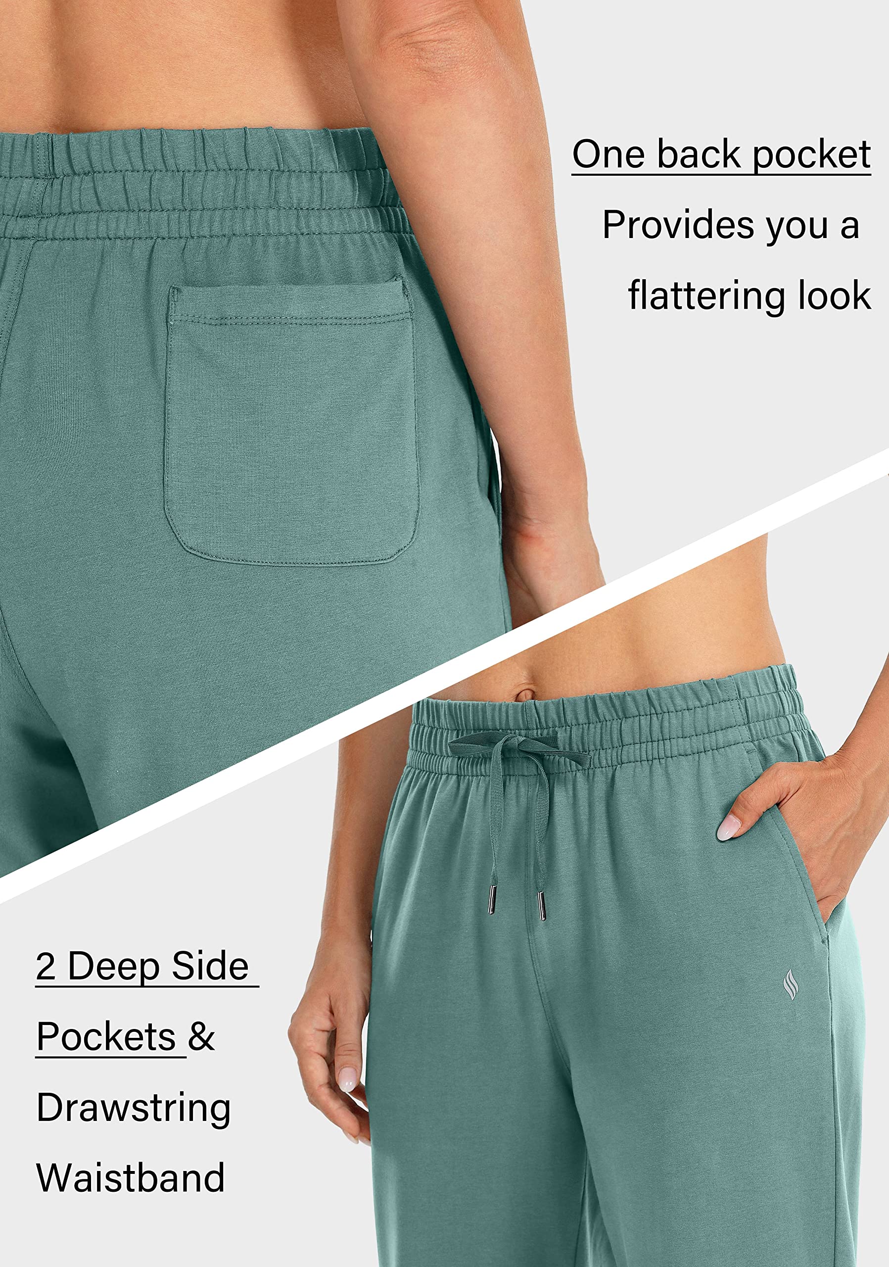 SANTINY Women's High Waisted Cotton Sweatpants - Soft Lounge Pants with Pockets for Yoga, Running, Travel & Home Comfort | Elastic Open Bottom Casual Joggers