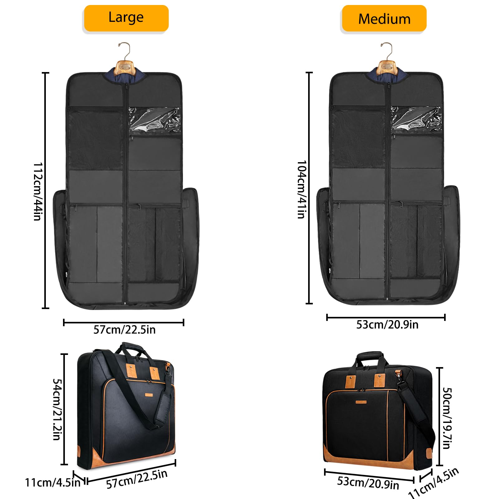 Premium Leather Garment Bag for Travel - Large Waterproof Hanging Suitcase with Shoulder Strap | Carry-On Luggage for Business Trips, Weddings & Formal Events (Men & Women)