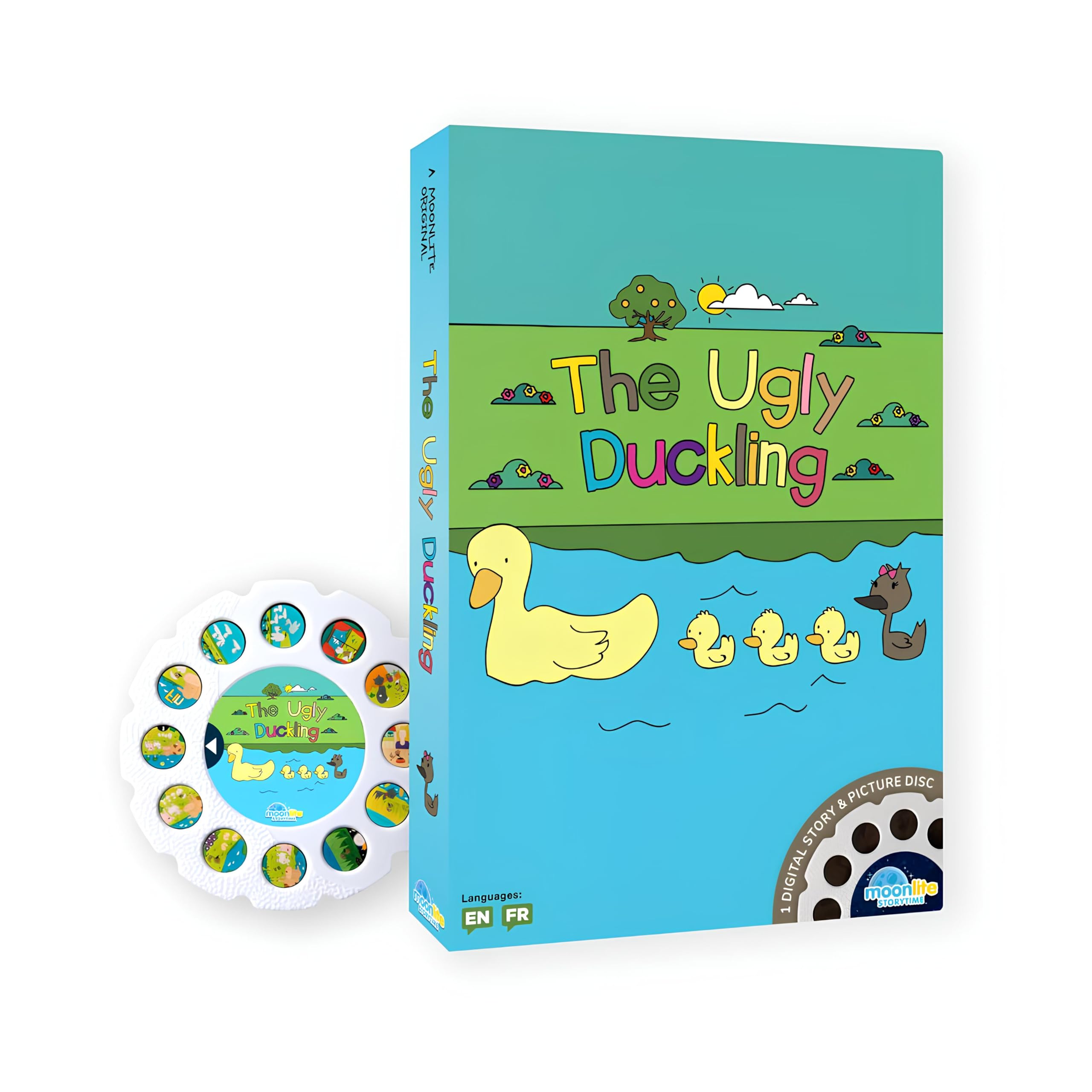 Moonlite Storytime The Ugly Duckling Projector Storybook Reel – Interactive Digital Storytelling with Fun Sound Effects | Early Learning Educational Toy for Toddlers Ages 12+ Months | Perfect for Bedtime Reading, Classroom Activities & Family Bonding