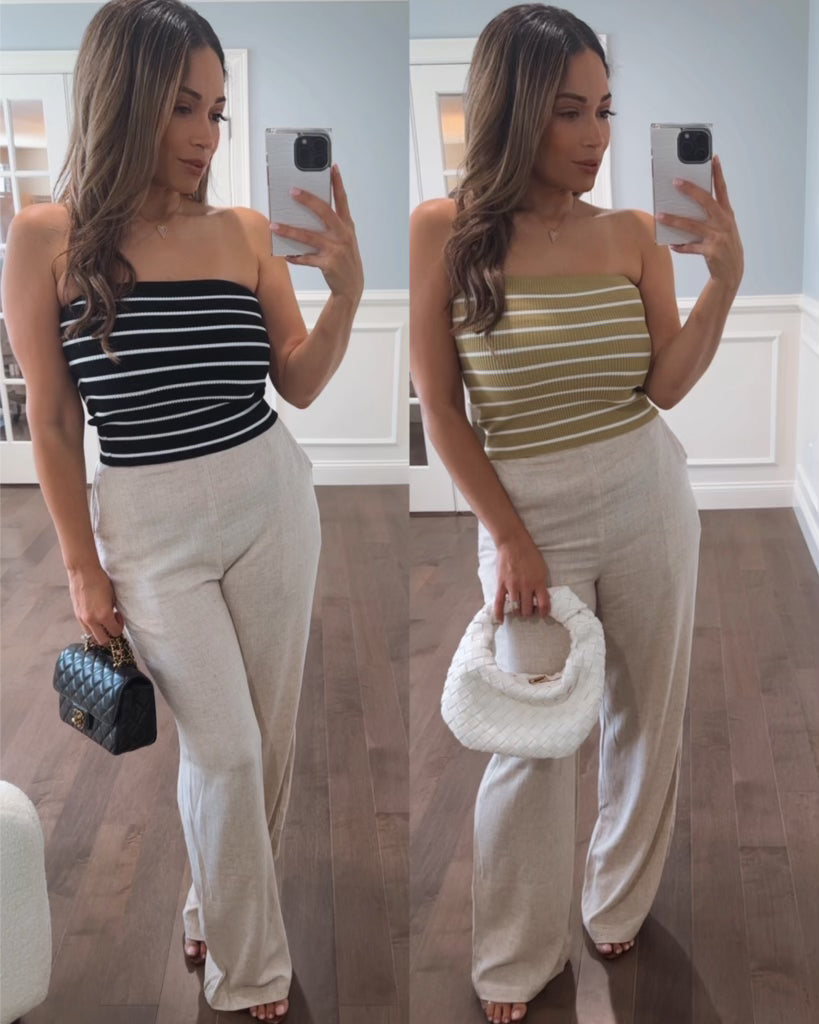 Strappy Striped Strapless Top for Women - Summer Beachwear & Casual Outfit - Perfect for Vacations, Parties, and Date Nights