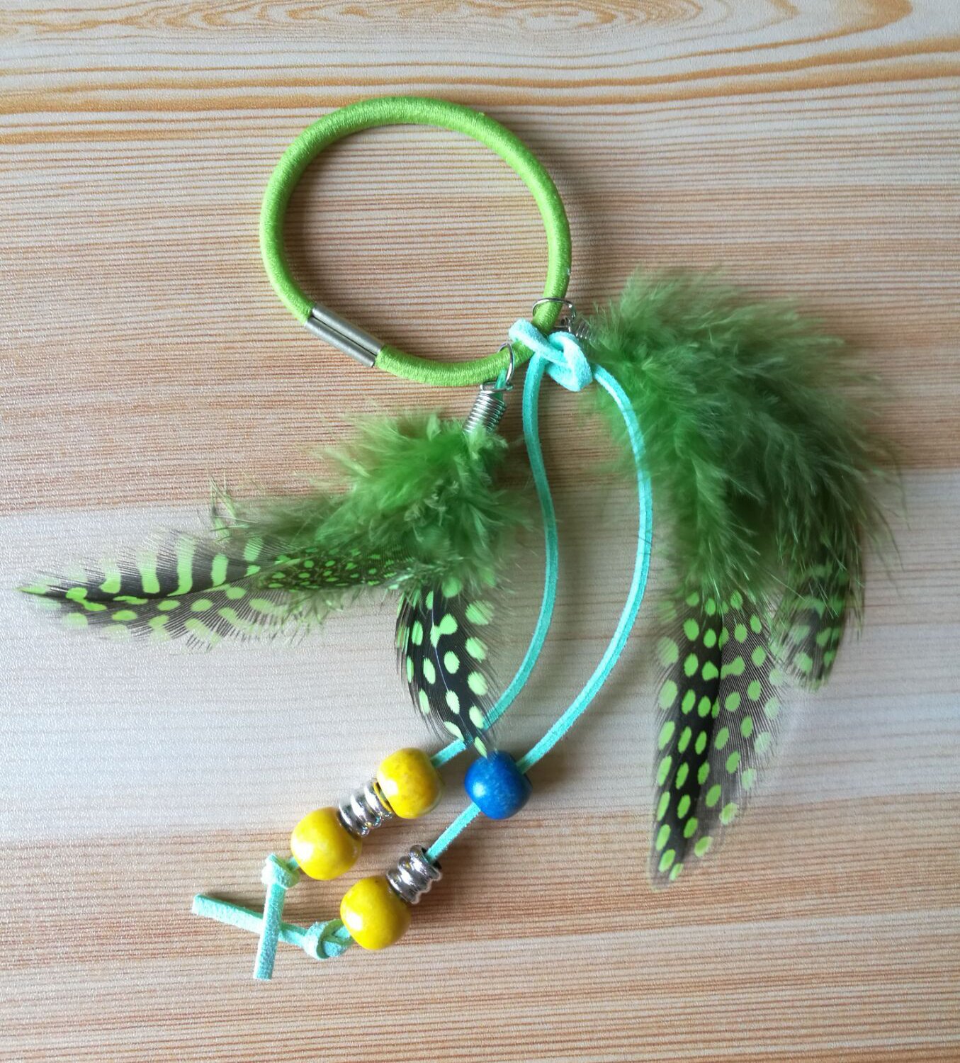 Suoirblss 4PCS Handmade Boho Hippie Hair Wraps - Women's Feather Hair Ties, Headbands & Ponytail Holders for Festival, Beach & Everyday Styling