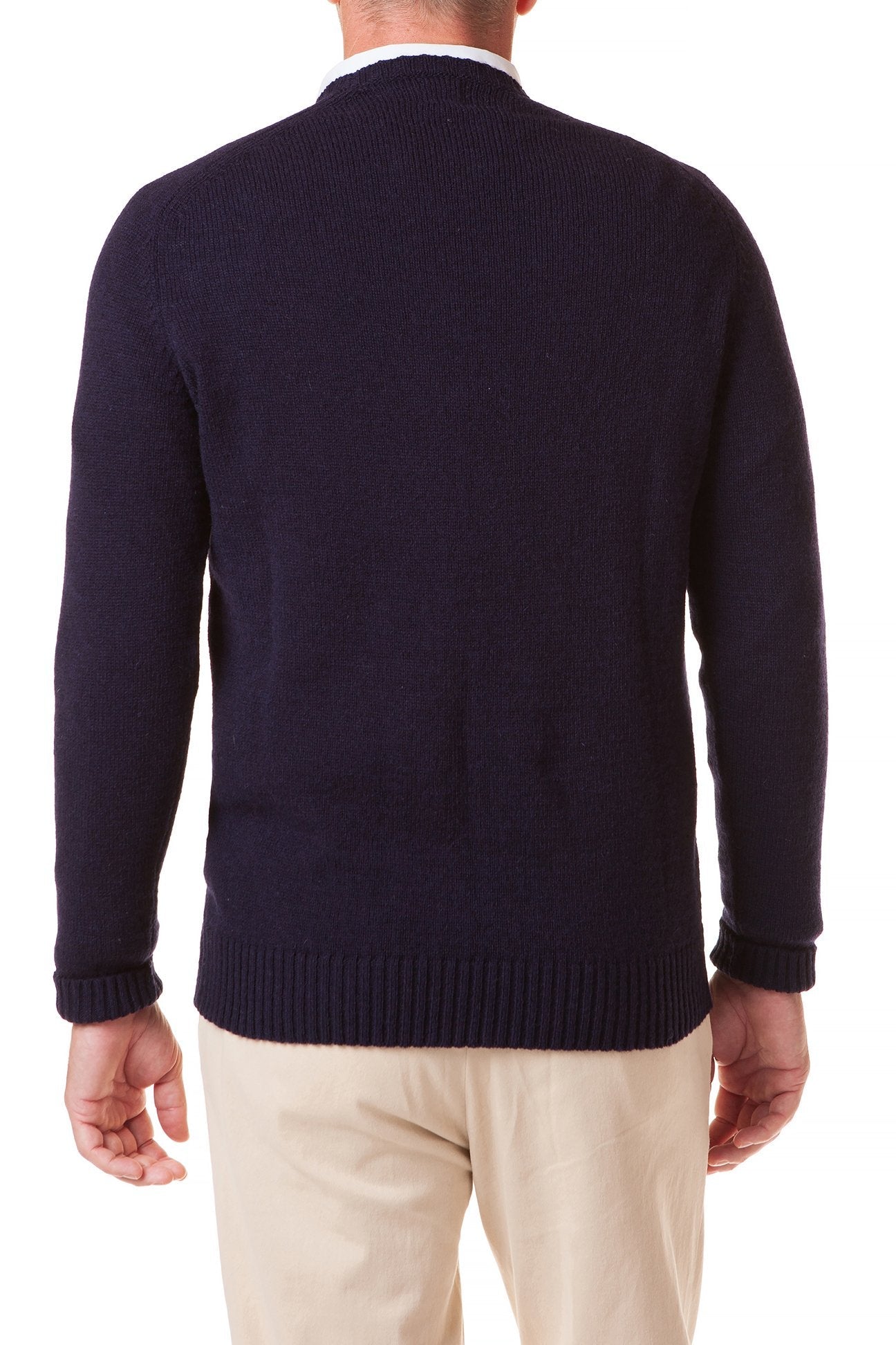 Premium Scottish Shetland Wool Crew Neck Sweater for Men & Women - Dark Navy Blue - Warm Winter Knit Pullover for Casual Wear & Outdoor Activities
